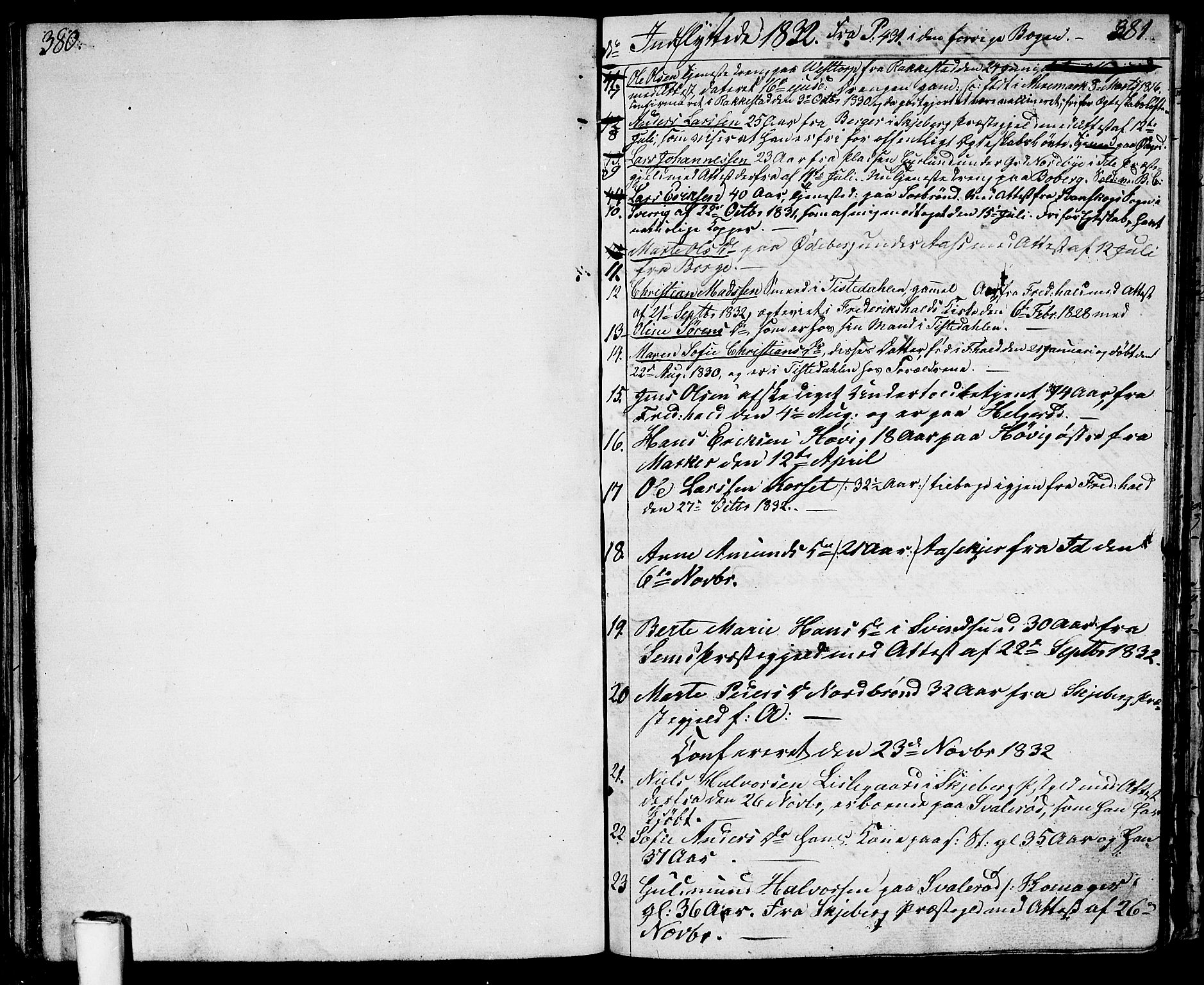 Berg prestekontor Kirkebøker, AV/SAO-A-10902/G/Ga/L0002: Parish register (copy) no. I 2, 1832-1844, p. 380-381