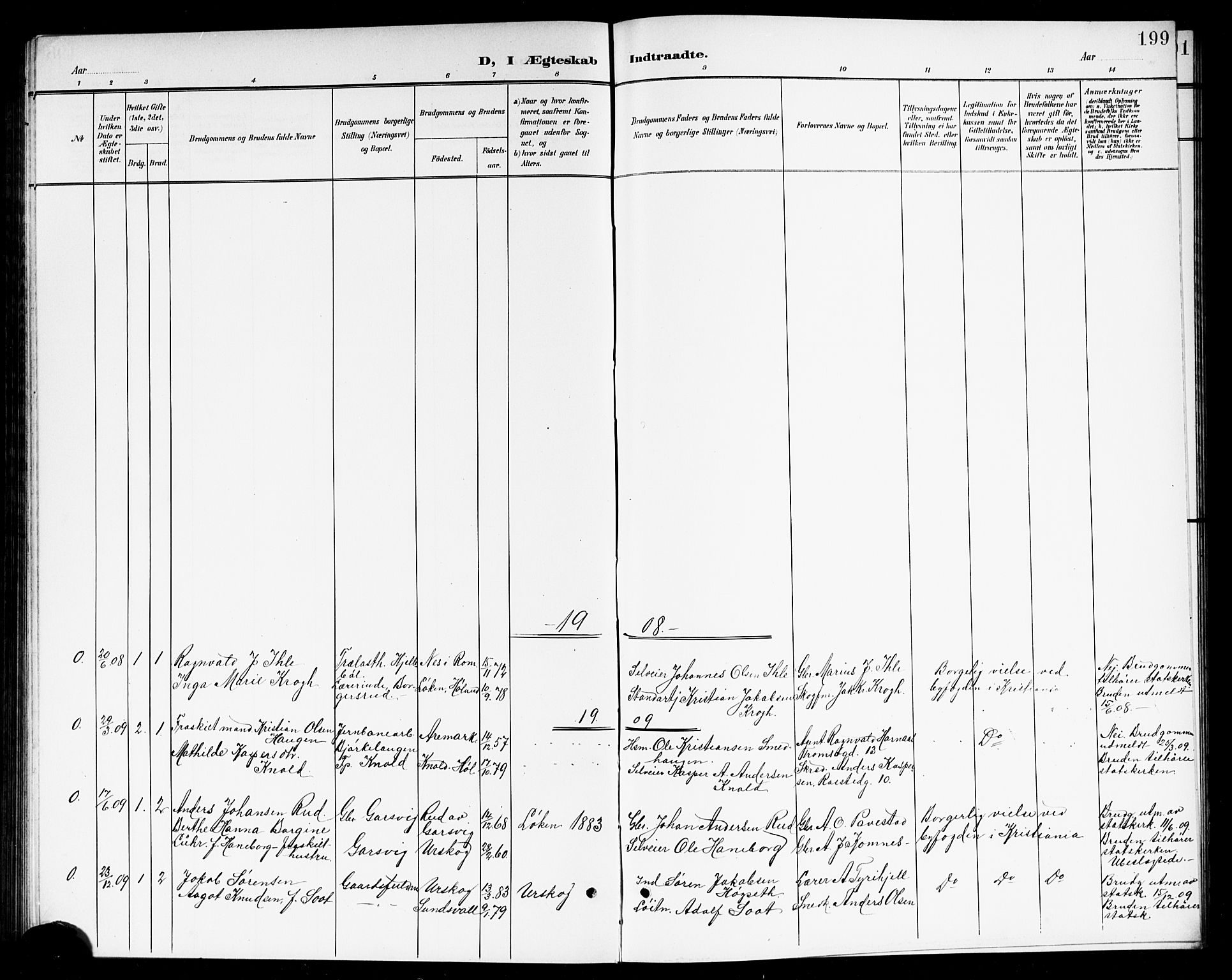 Høland prestekontor Kirkebøker, SAO/A-10346a/G/Ga/L0007: Parish register (copy) no. I 7, 1902-1914, p. 199
