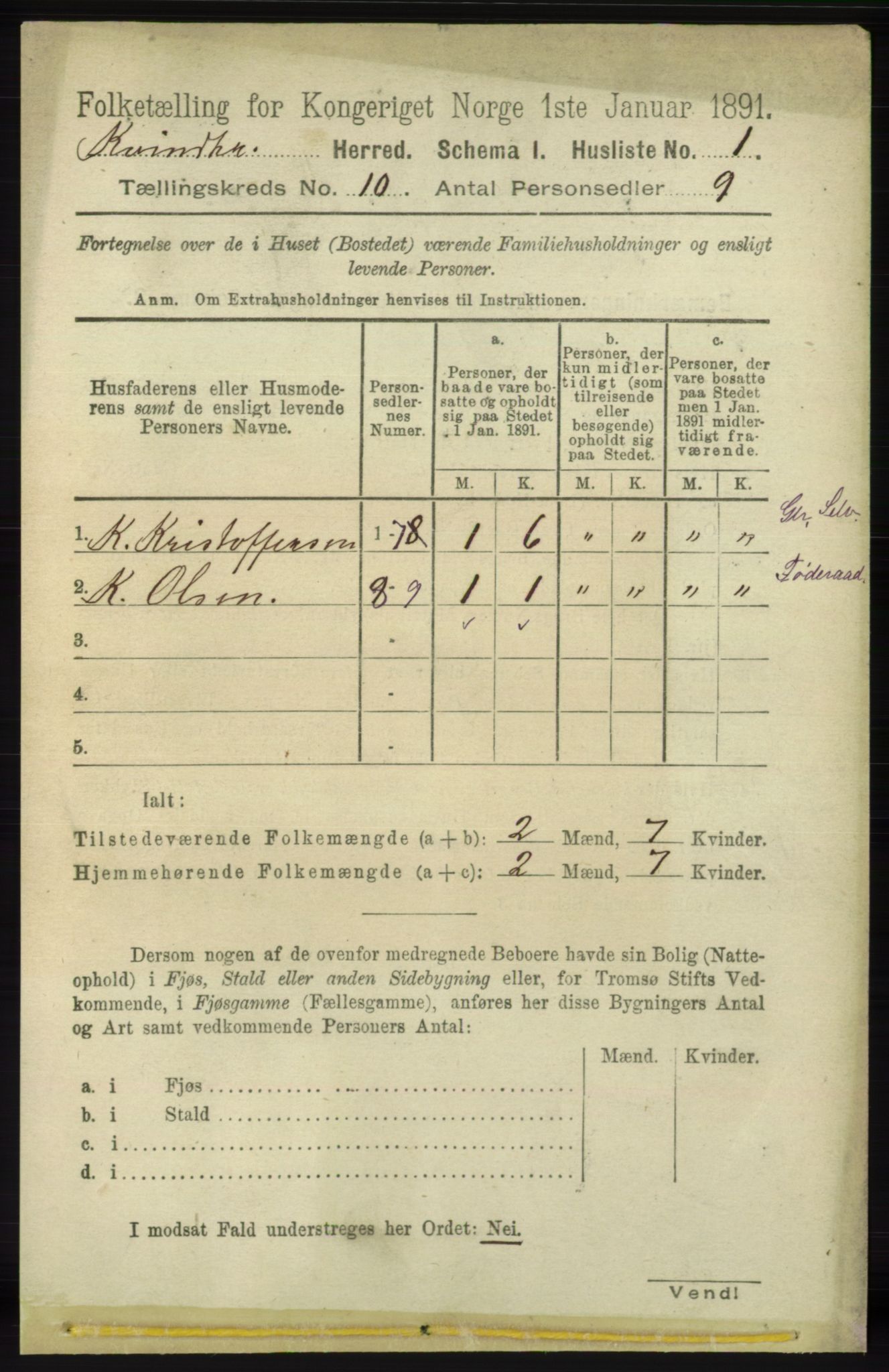 RA, 1891 census for 1224 Kvinnherad, 1891, p. 3521