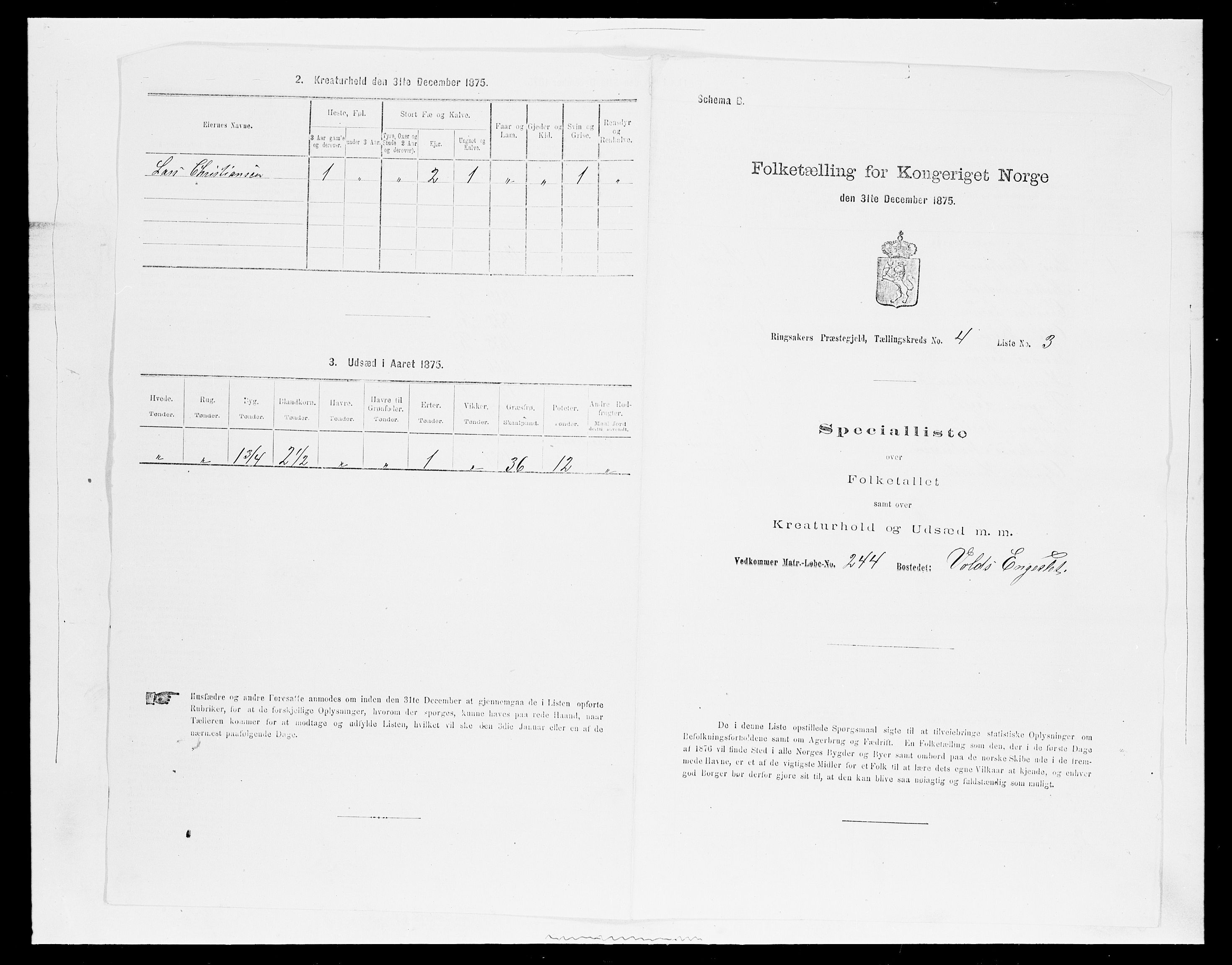 SAH, 1875 census for 0412P Ringsaker, 1875, p. 839