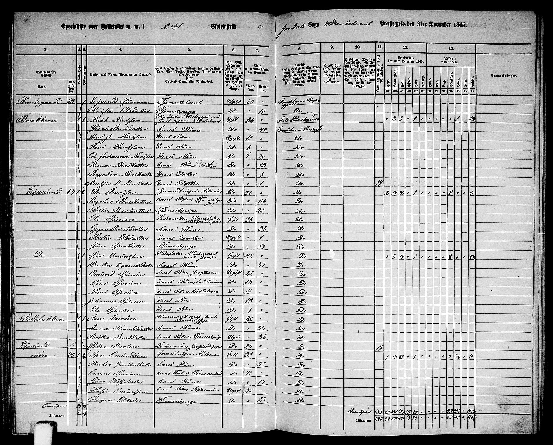 RA, 1865 census for Strandebarm, 1865, p. 111