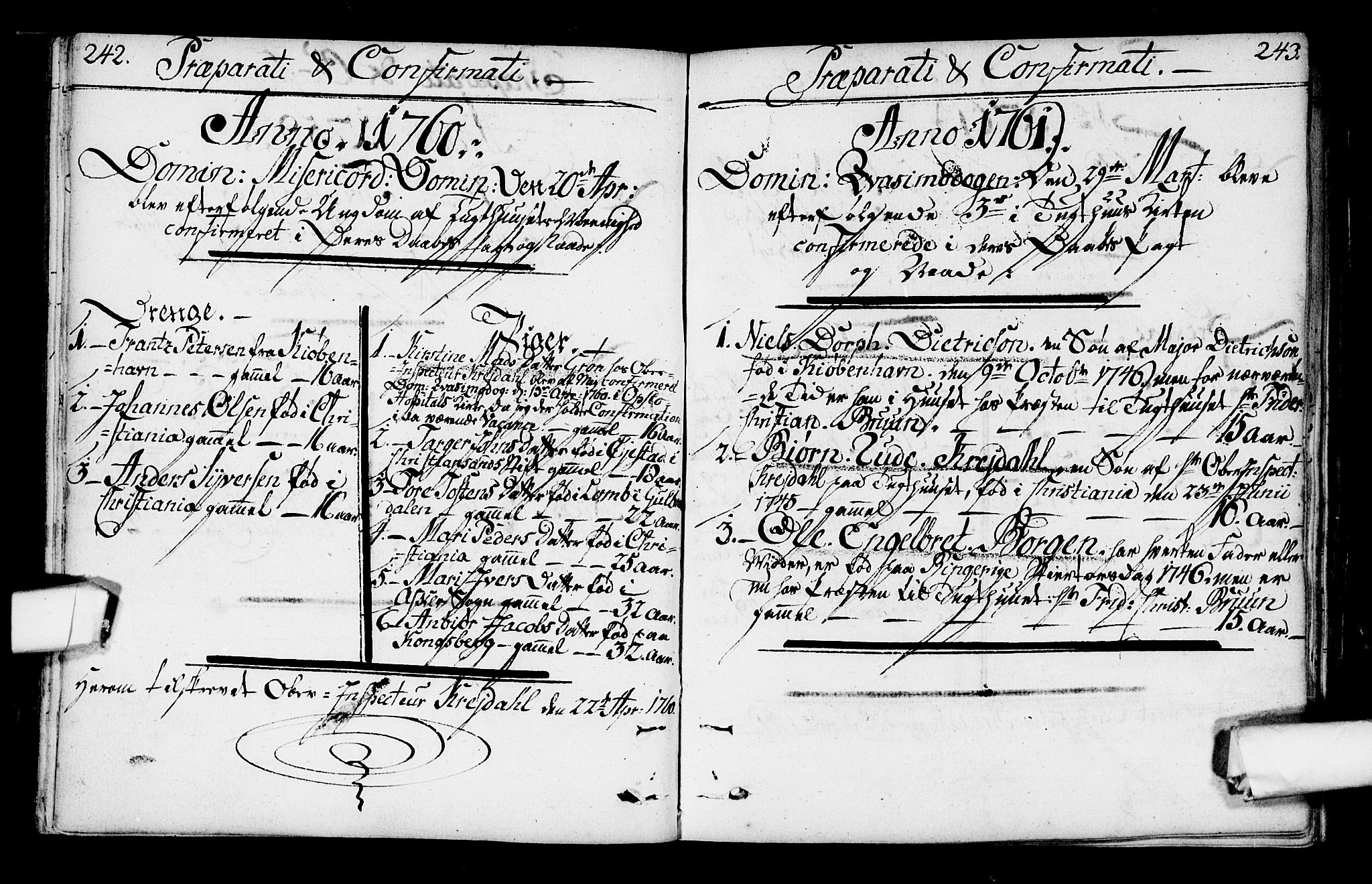 Kristiania tukthusprest Kirkebøker, SAO/A-10881/F/Fa/L0001: Parish register (official) no. 1, 1758-1828, p. 242-243