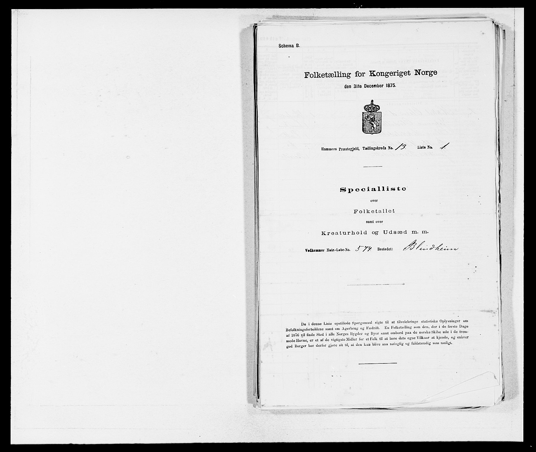 SAB, 1875 census for 1254P Hamre, 1875, p. 1700