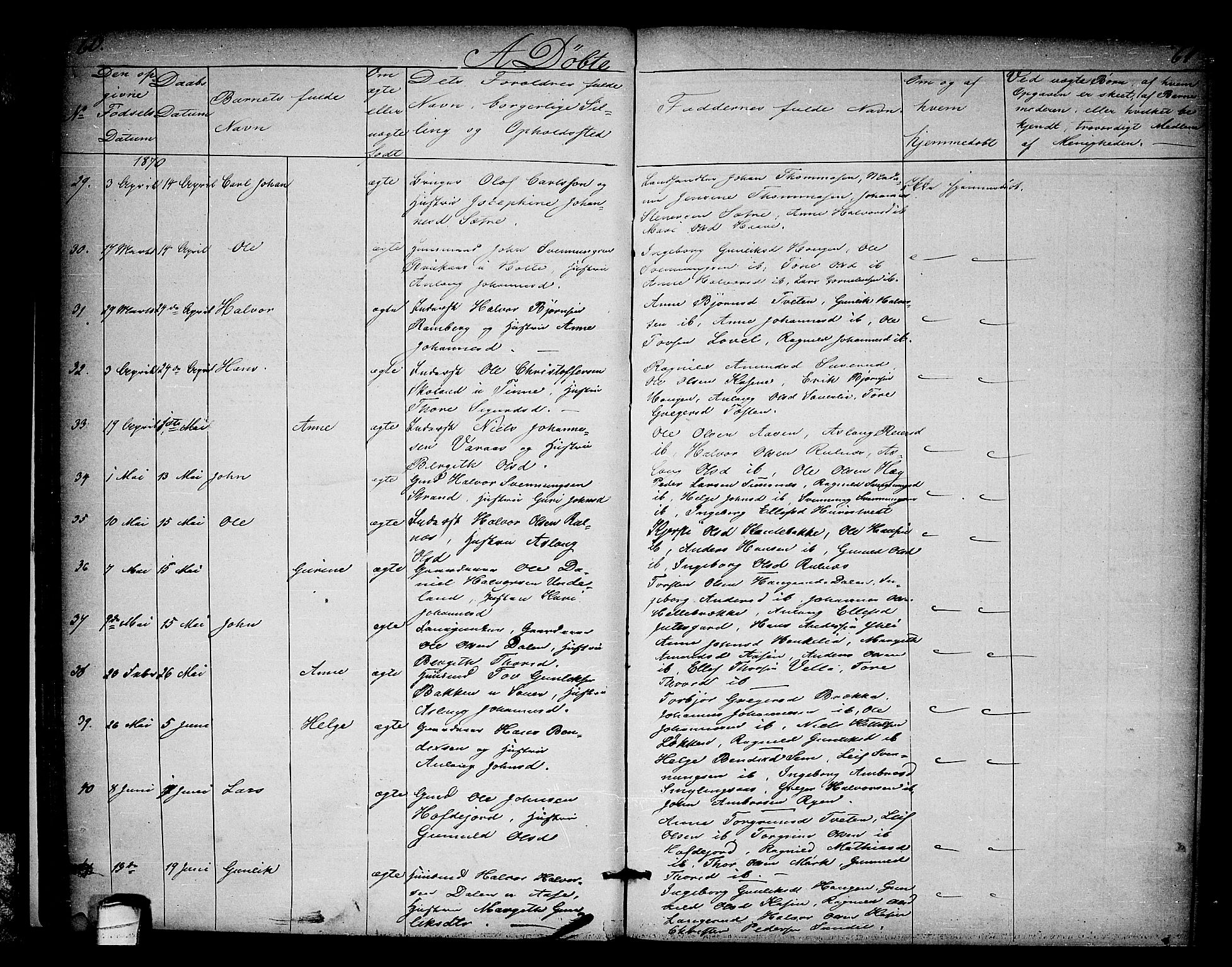 Heddal kirkebøker, AV/SAKO-A-268/G/Ga/L0001: Parish register (copy) no. I 1, 1866-1878, p. 60-61