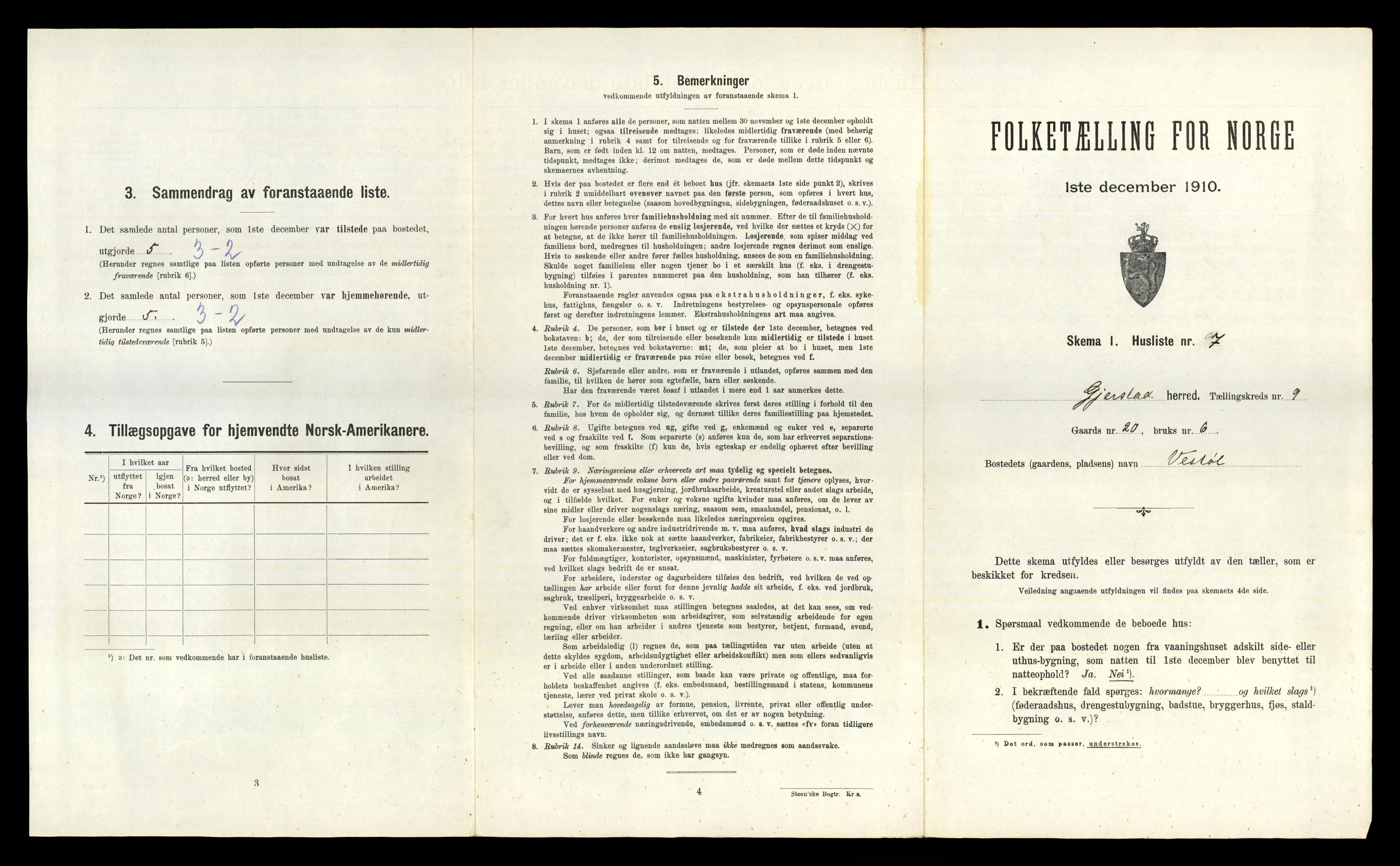 RA, 1910 census for Gjerstad, 1910, p. 717