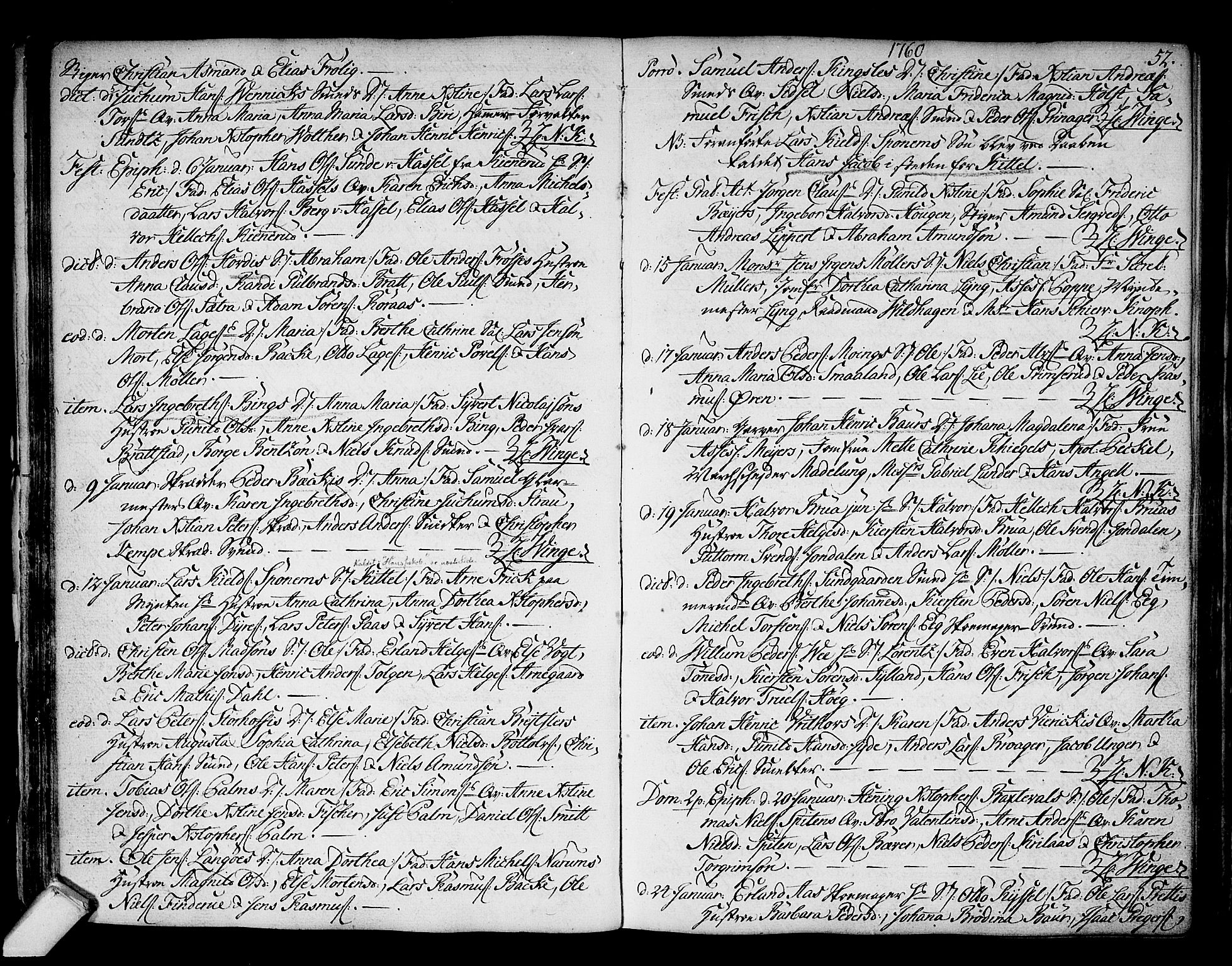 Kongsberg kirkebøker, SAKO/A-22/F/Fa/L0004: Parish register (official) no. I 4, 1756-1768, p. 52