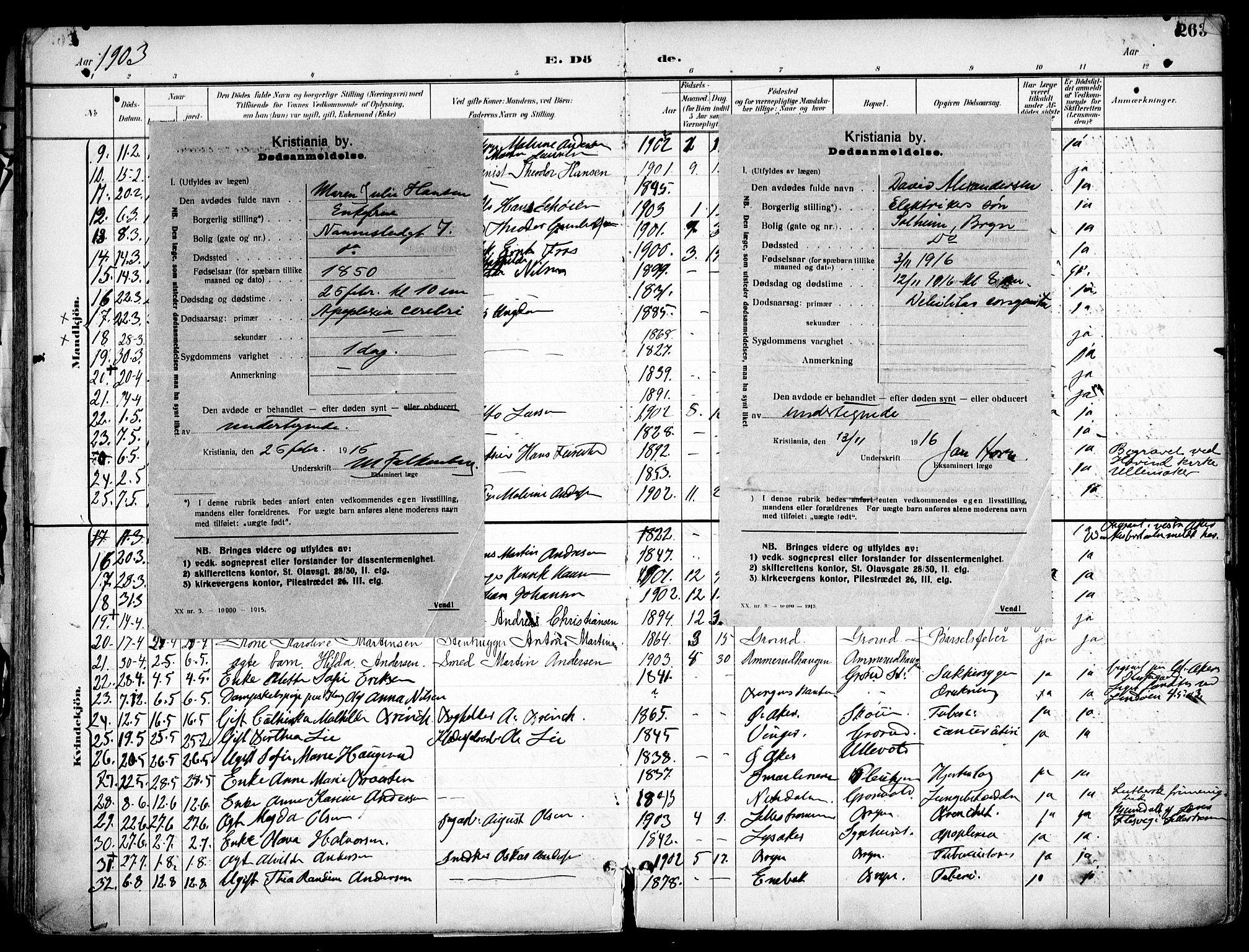 Østre Aker prestekontor Kirkebøker, SAO/A-10840/F/Fa/L0011: Parish register (official) no. I 11, 1895-1917, p. 263