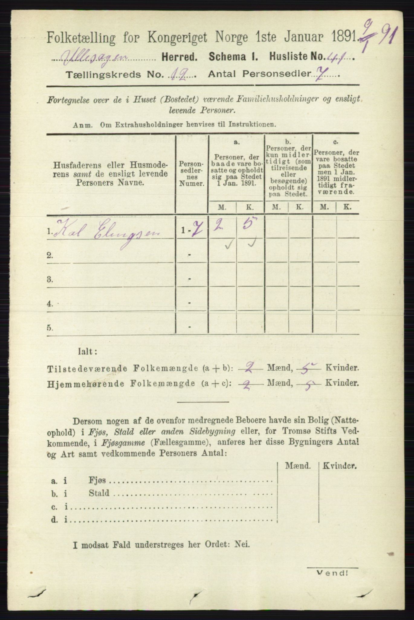 RA, 1891 census for 0235 Ullensaker, 1891, p. 5598