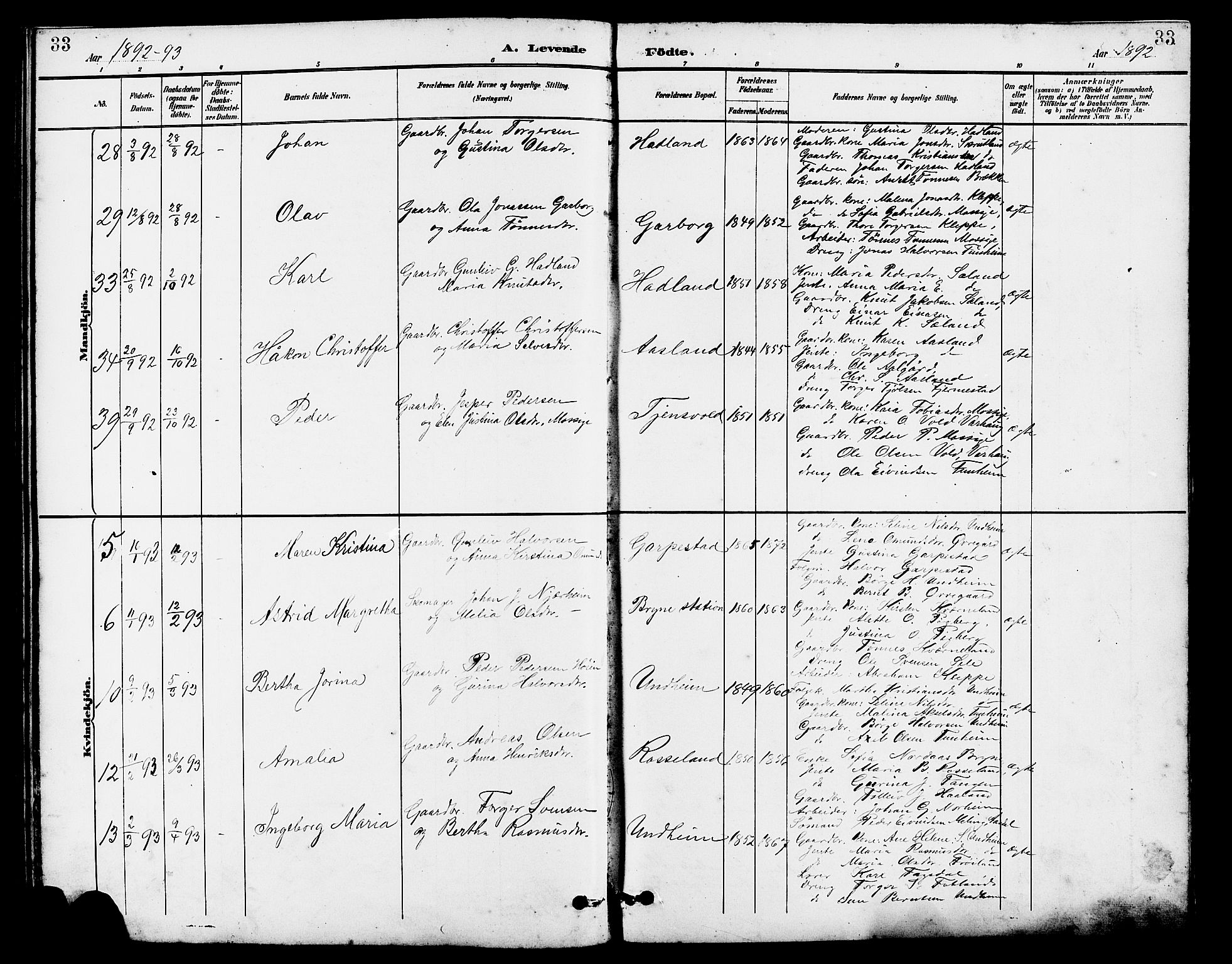 Lye sokneprestkontor, AV/SAST-A-101794/001/30BB/L0007: Parish register (copy) no. B 8, 1889-1909, p. 33
