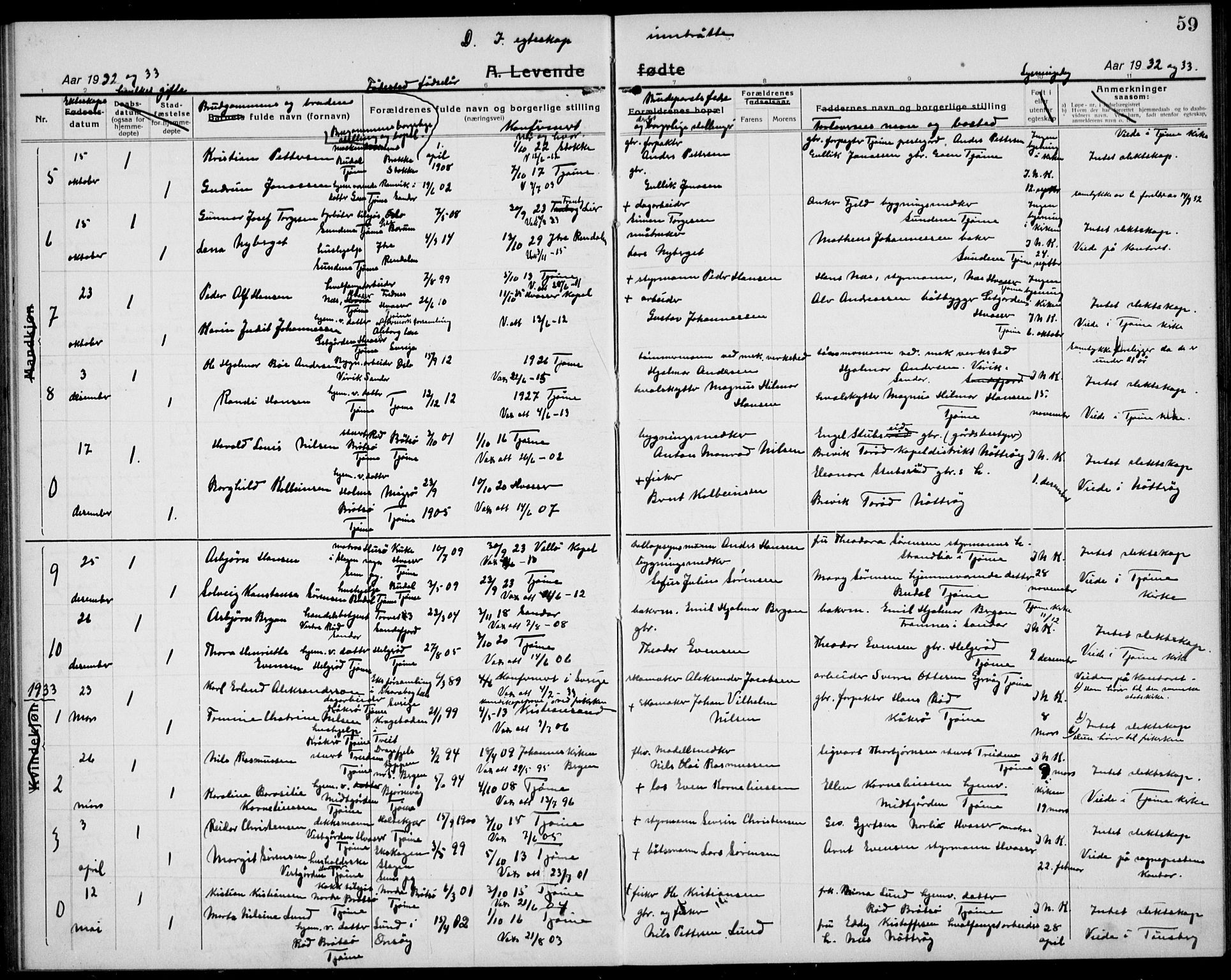 Tjøme kirkebøker, AV/SAKO-A-328/G/Ga/L0003: Parish register (copy) no. I 3, 1921-1935, p. 59