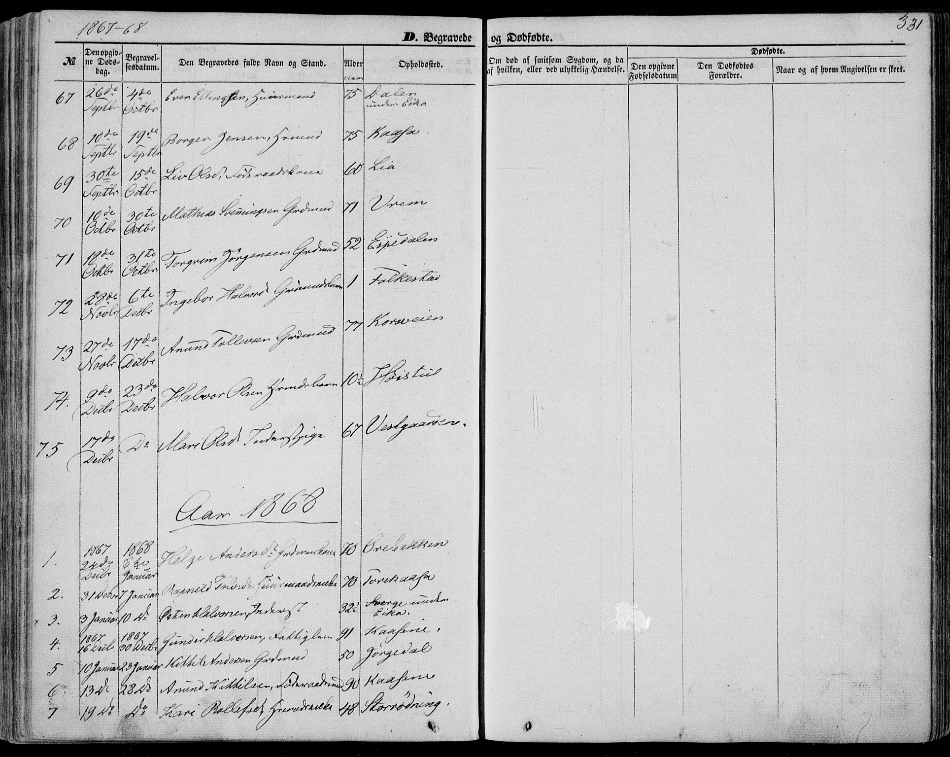 Bø kirkebøker, SAKO/A-257/F/Fa/L0009: Parish register (official) no. 9, 1862-1879, p. 331