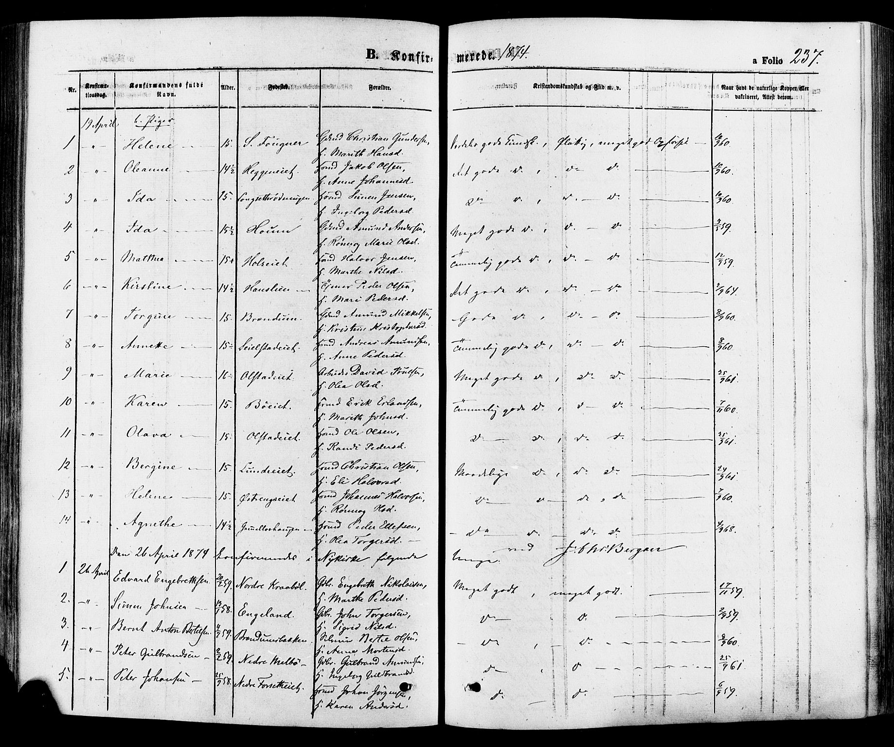 Gausdal prestekontor, AV/SAH-PREST-090/H/Ha/Haa/L0010: Parish register (official) no. 10, 1867-1886, p. 237