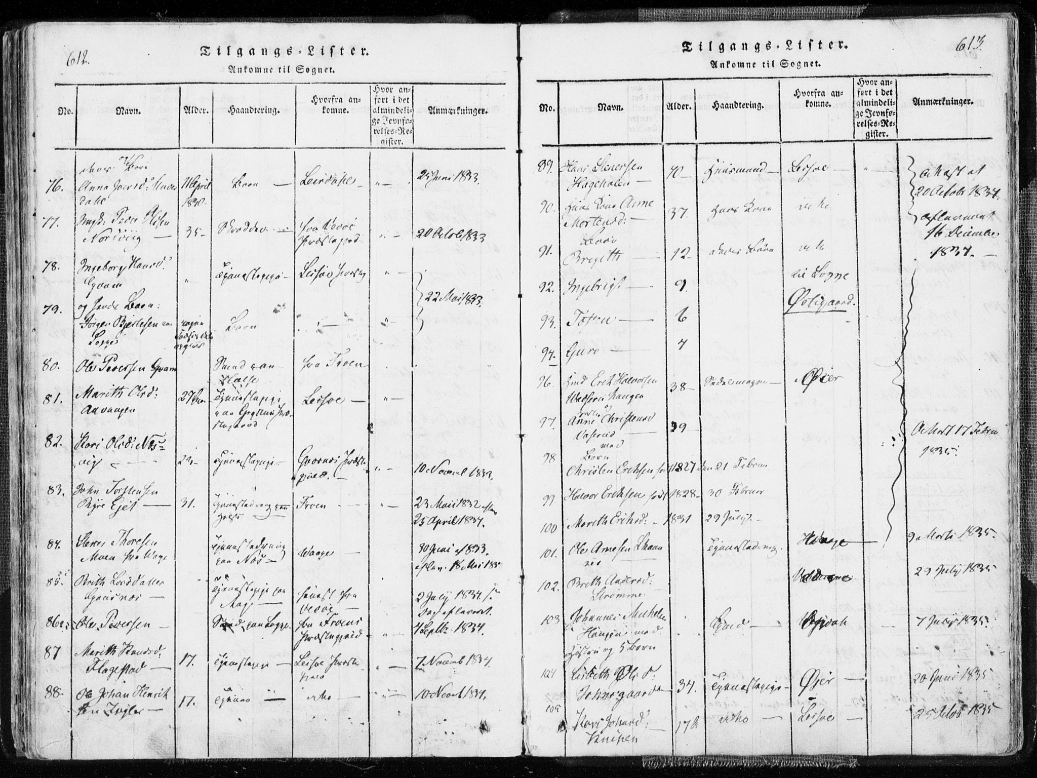 Ministerialprotokoller, klokkerbøker og fødselsregistre - Møre og Romsdal, SAT/A-1454/544/L0571: Parish register (official) no. 544A04, 1818-1853, p. 612-613