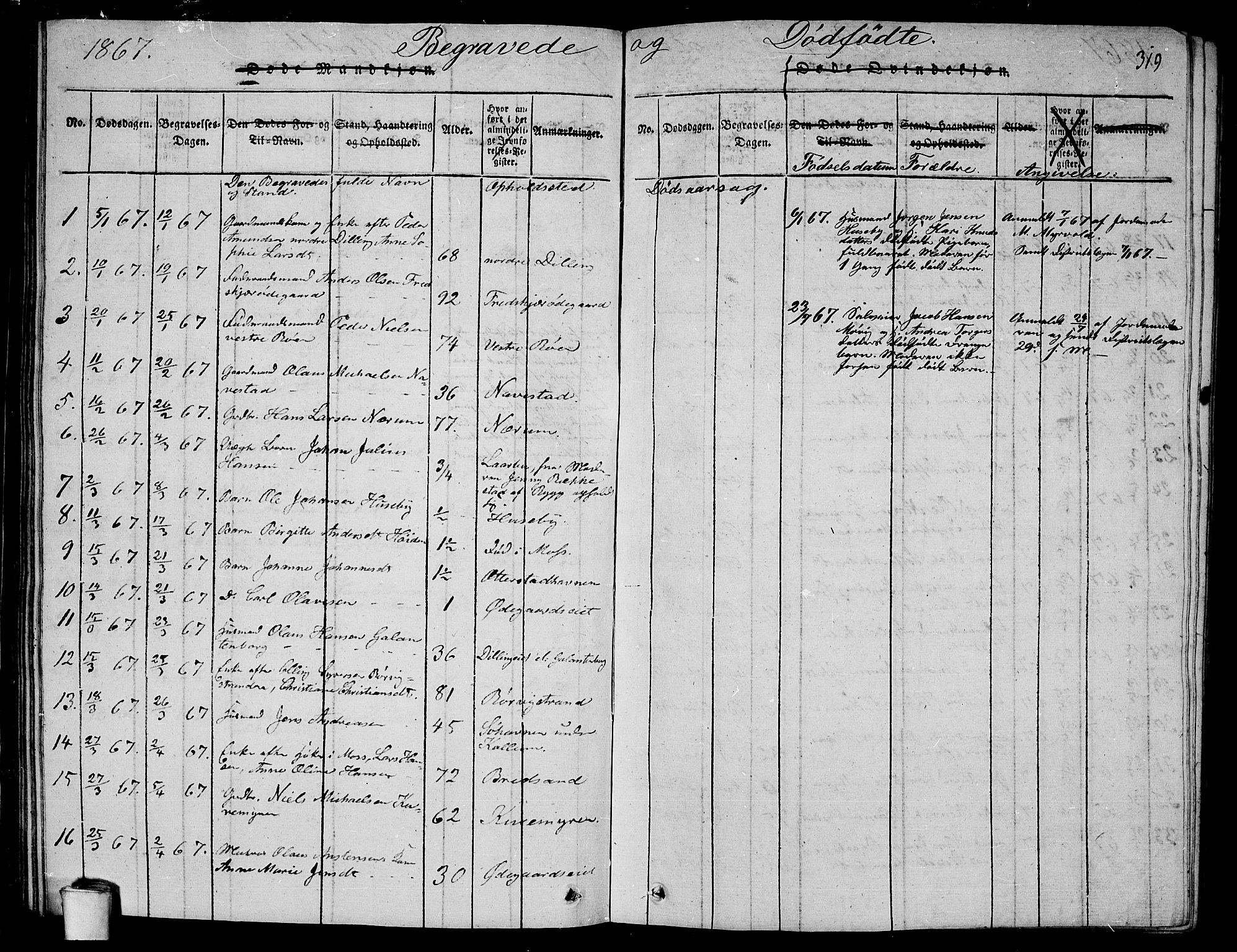 Rygge prestekontor Kirkebøker, SAO/A-10084b/G/Ga/L0001: Parish register (copy) no. 1, 1814-1871, p. 318-319