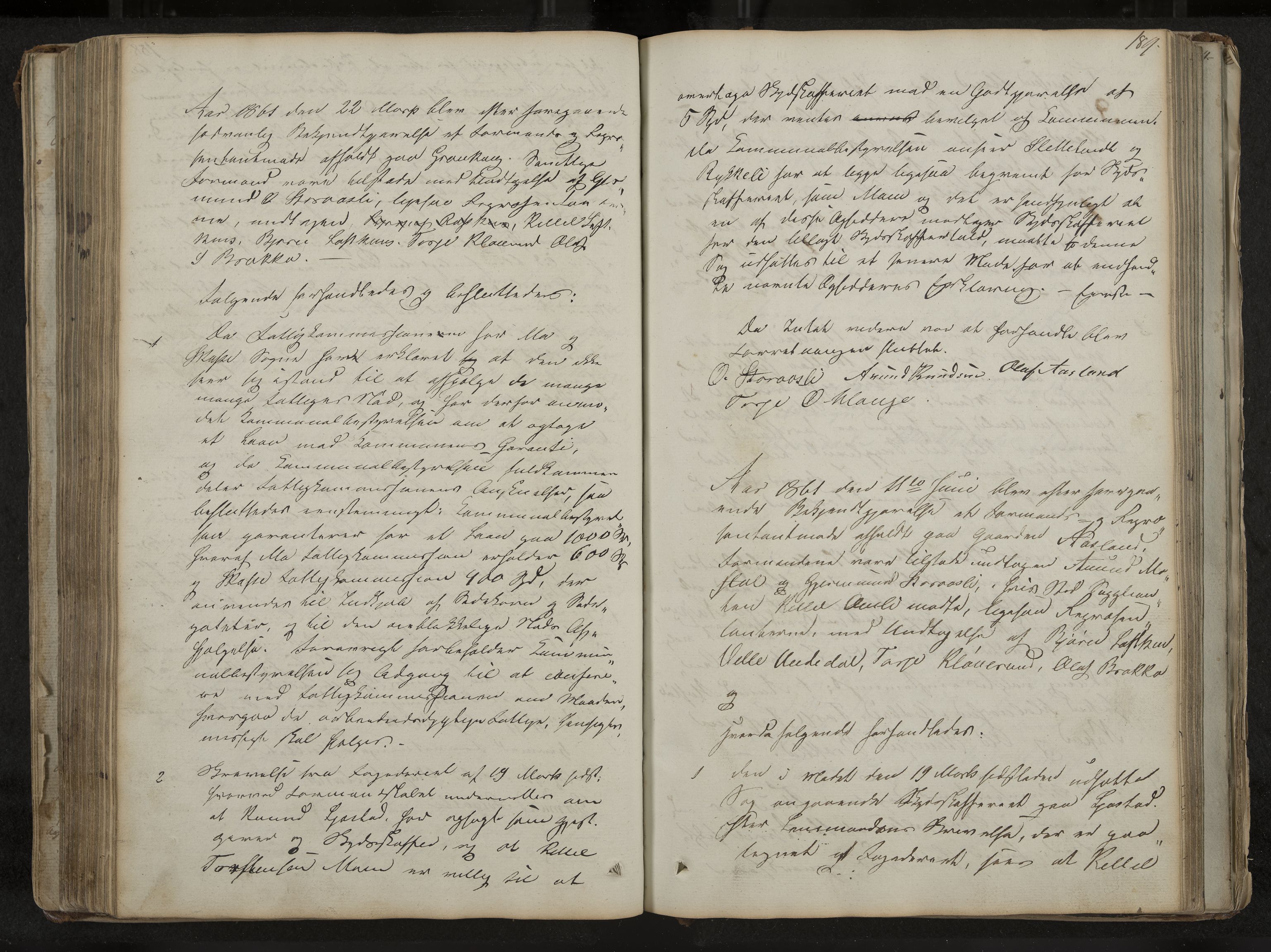 Mo formannskap og sentraladministrasjon, IKAK/0832021/A/L0001: Møtebok Mo og Skafså, 1837-1882, p. 189