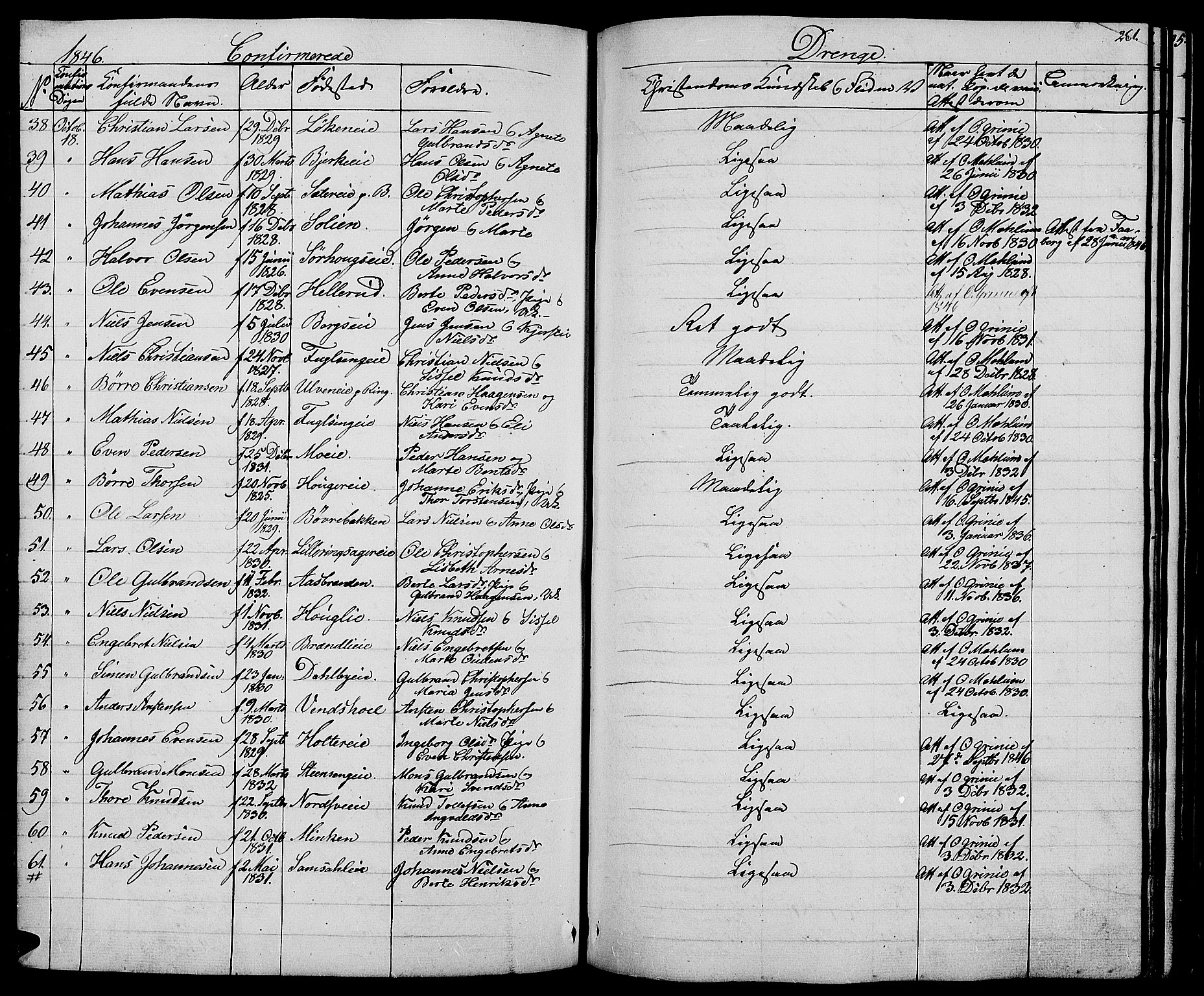 Ringsaker prestekontor, SAH/PREST-014/L/La/L0005: Parish register (copy) no. 5, 1839-1850, p. 260