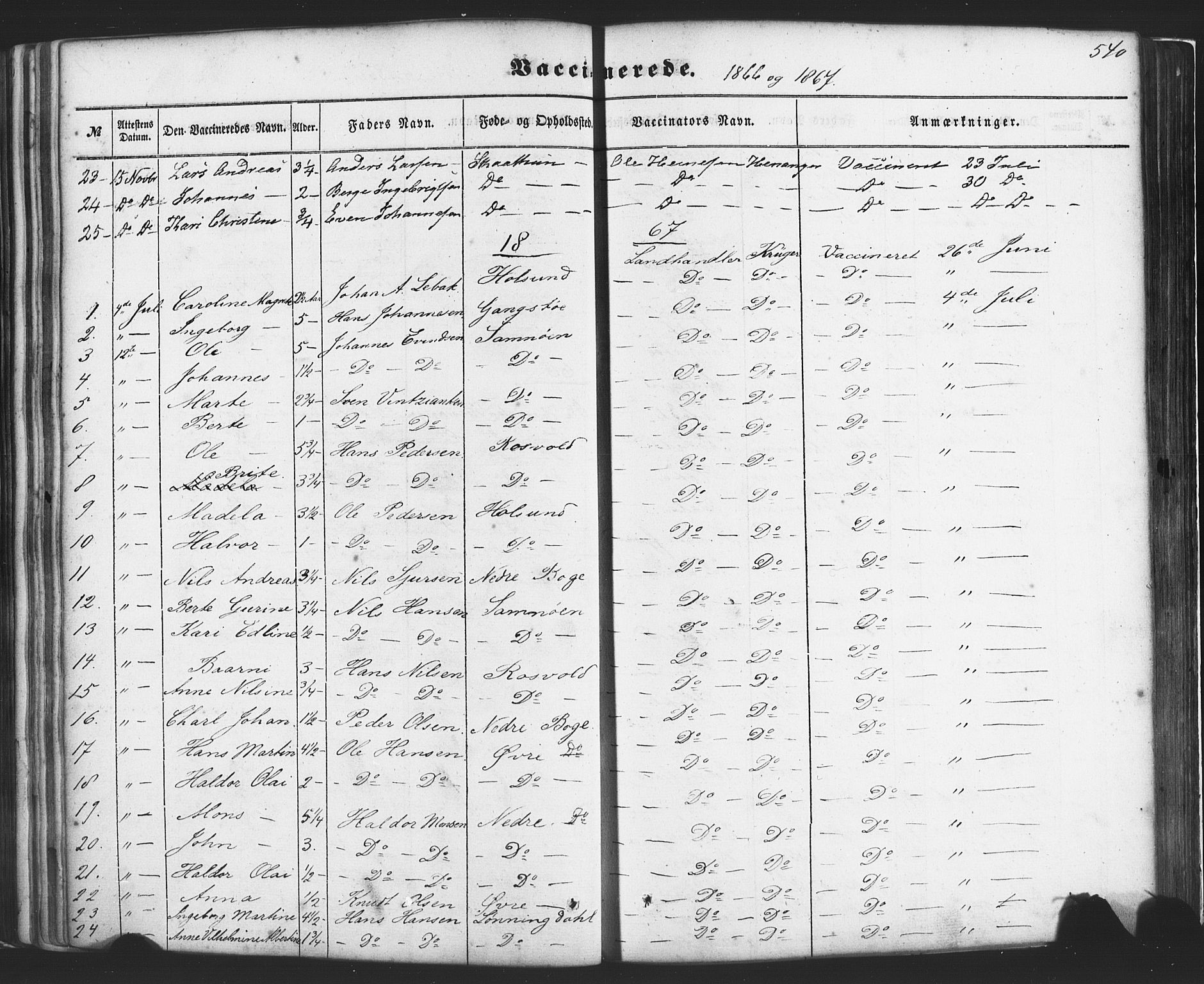 Fusa sokneprestembete, AV/SAB-A-75401/H/Haa: Parish register (official) no. A 1II, 1855-1879, p. 540