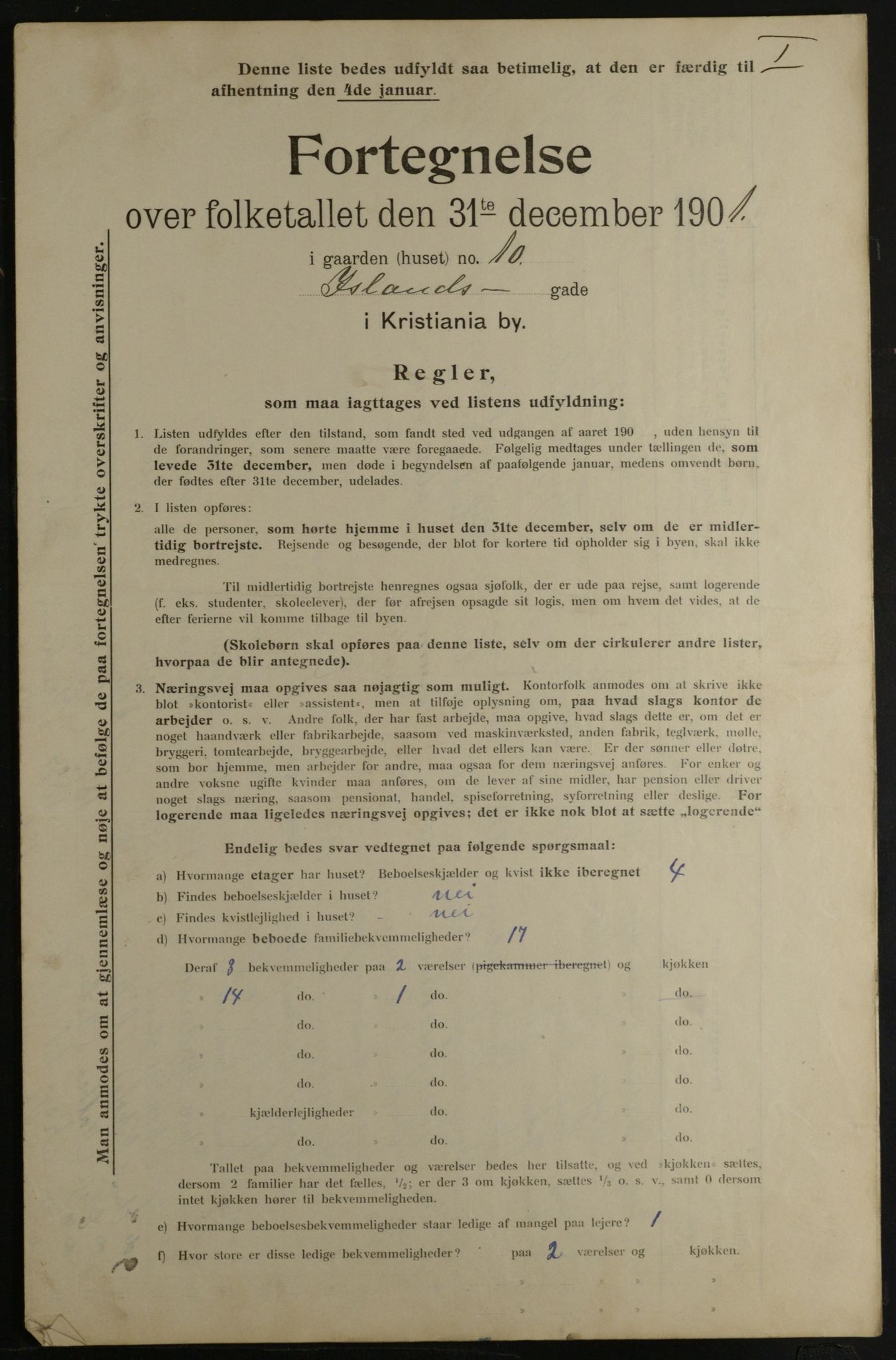 OBA, Municipal Census 1901 for Kristiania, 1901, p. 7047