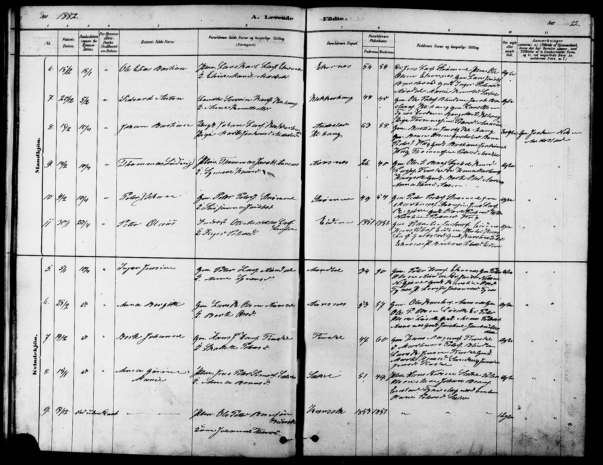 Ministerialprotokoller, klokkerbøker og fødselsregistre - Møre og Romsdal, AV/SAT-A-1454/523/L0339: Parish register (copy) no. 523C02, 1878-1891, p. 22