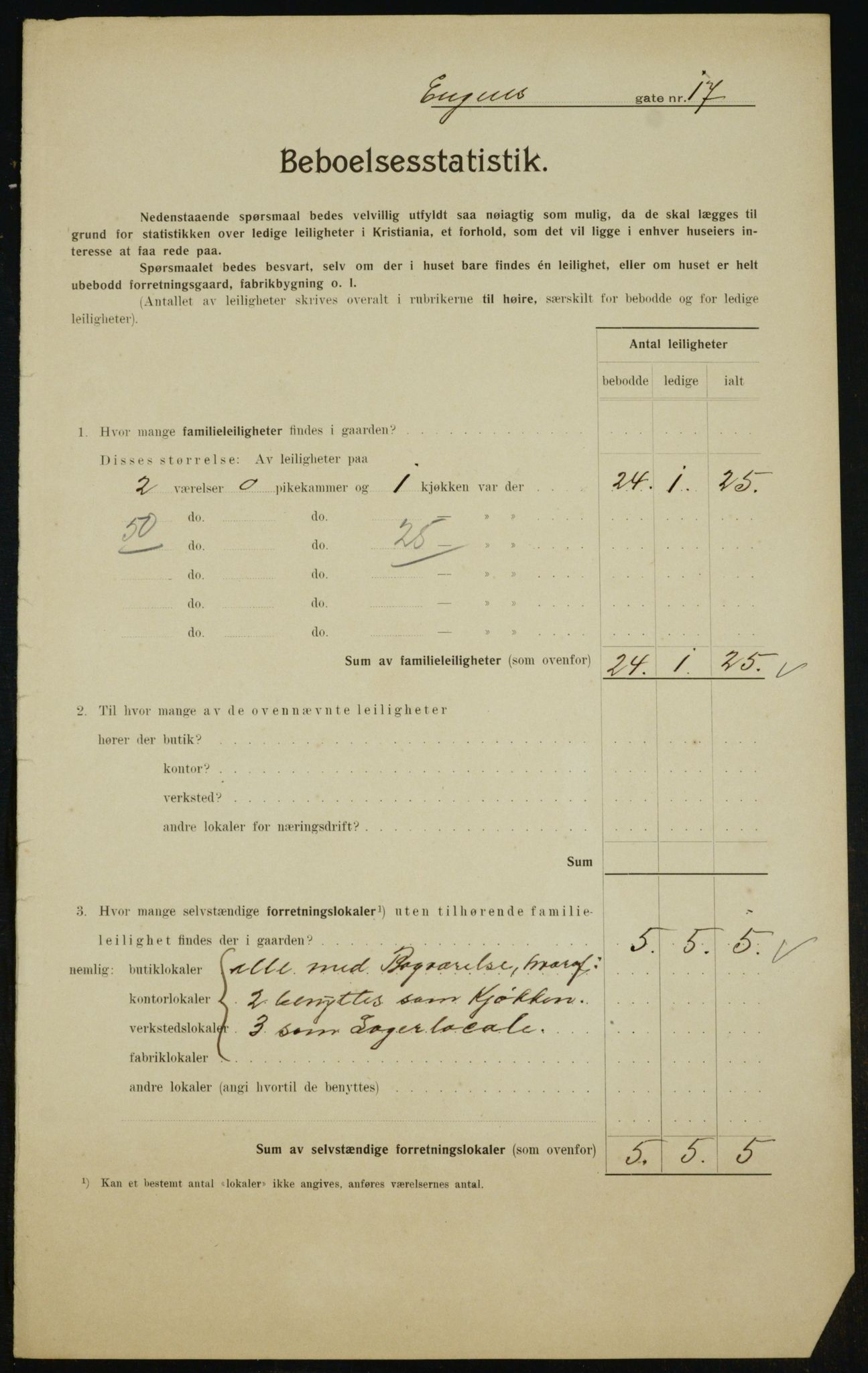 OBA, Municipal Census 1910 for Kristiania, 1910, p. 20080