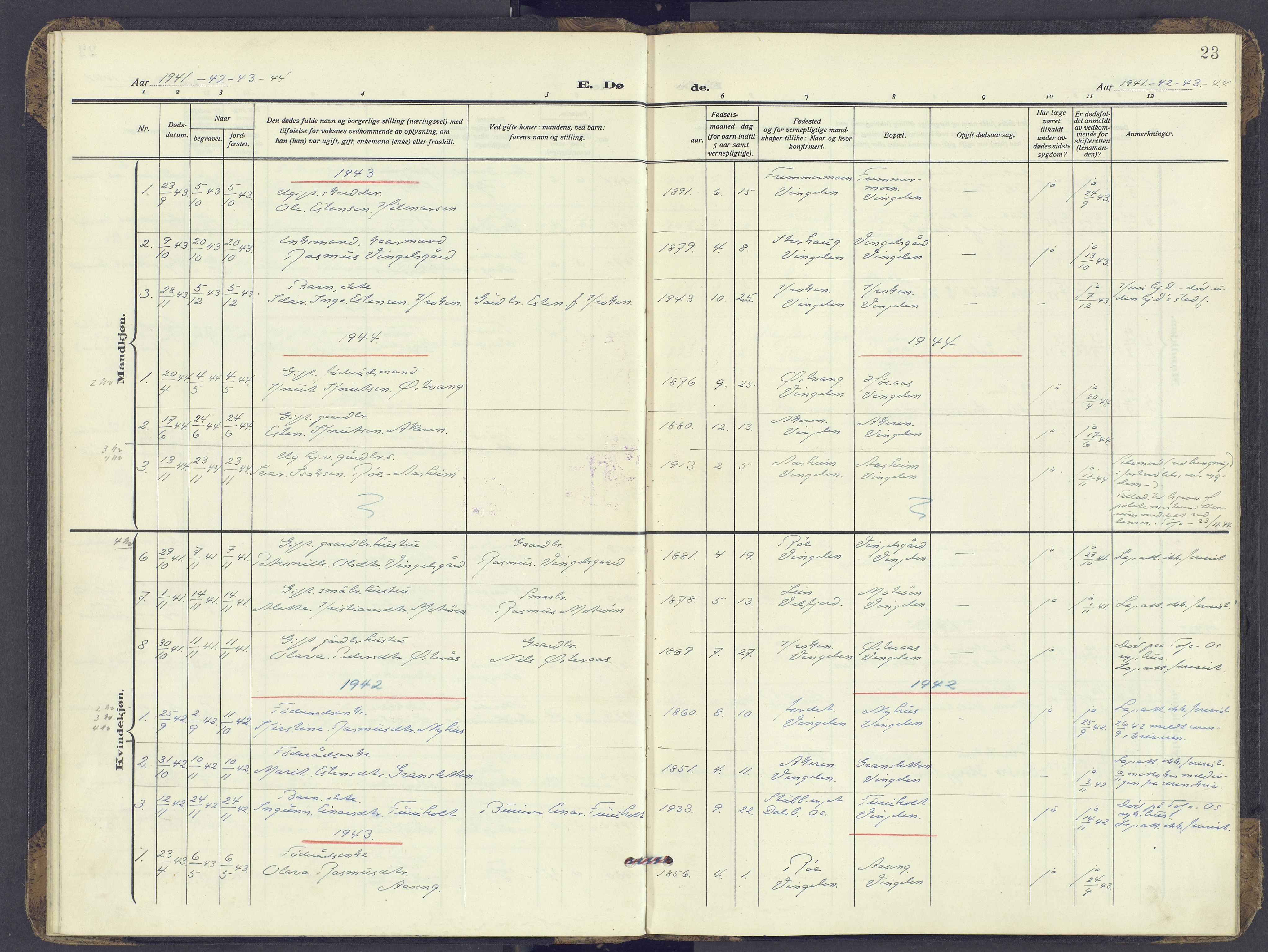 Tolga prestekontor, AV/SAH-PREST-062/K/L0017: Parish register (official) no. 17, 1909-1979, p. 23