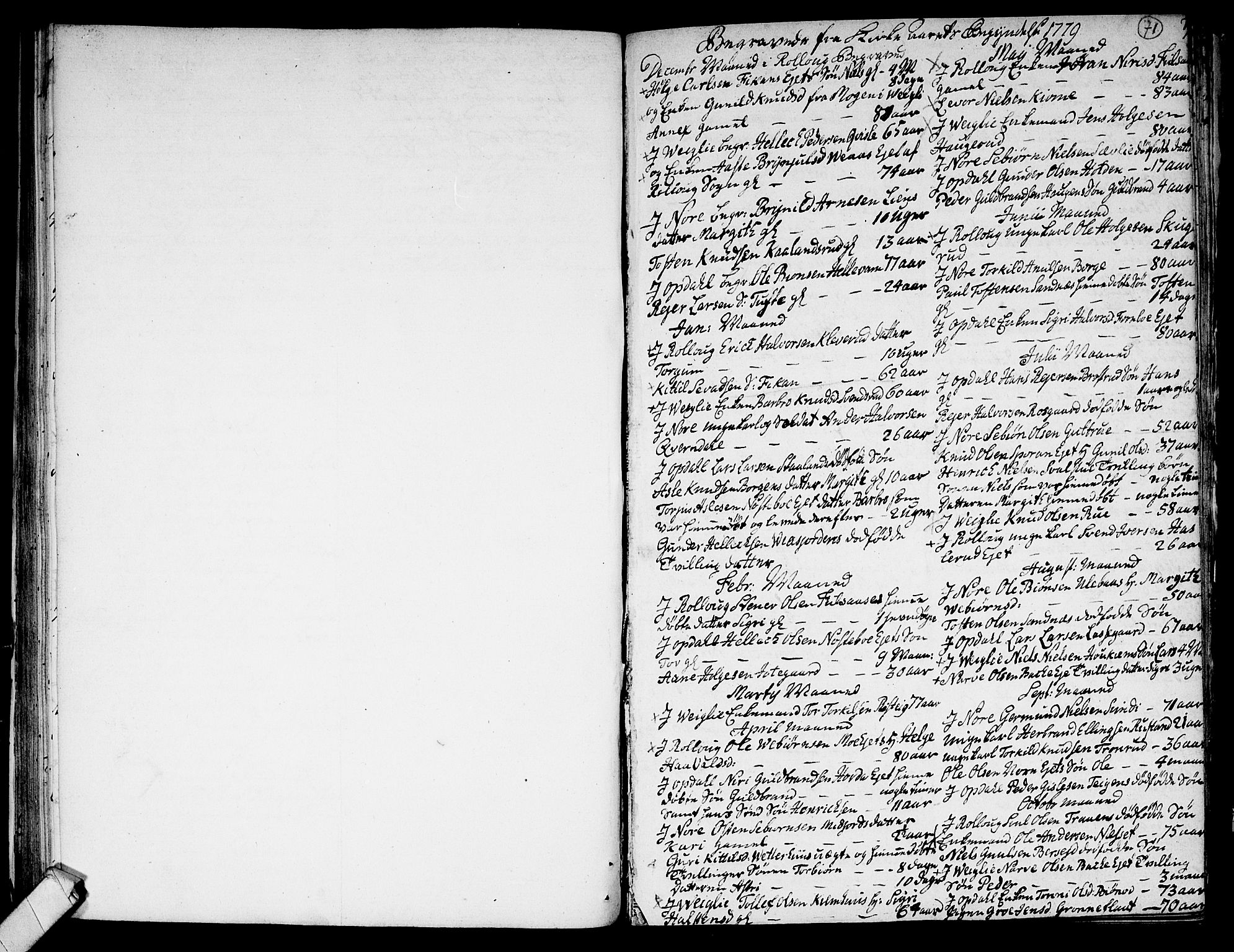 Rollag kirkebøker, SAKO/A-240/F/Fa/L0004: Parish register (official) no. I 4, 1778-1792, p. 71