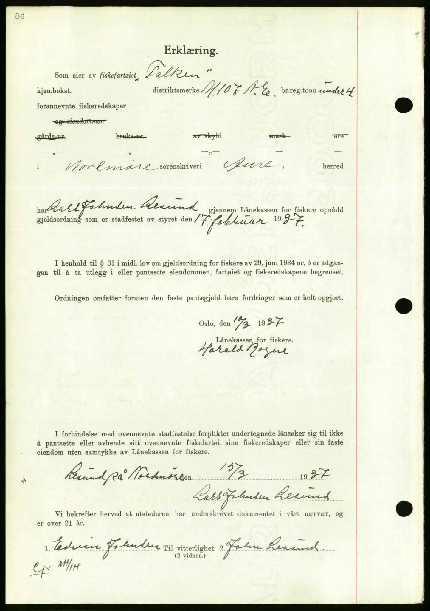 Nordmøre sorenskriveri, AV/SAT-A-4132/1/2/2Ca/L0091: Mortgage book no. B81, 1937-1937, Diary no: : 706/1937