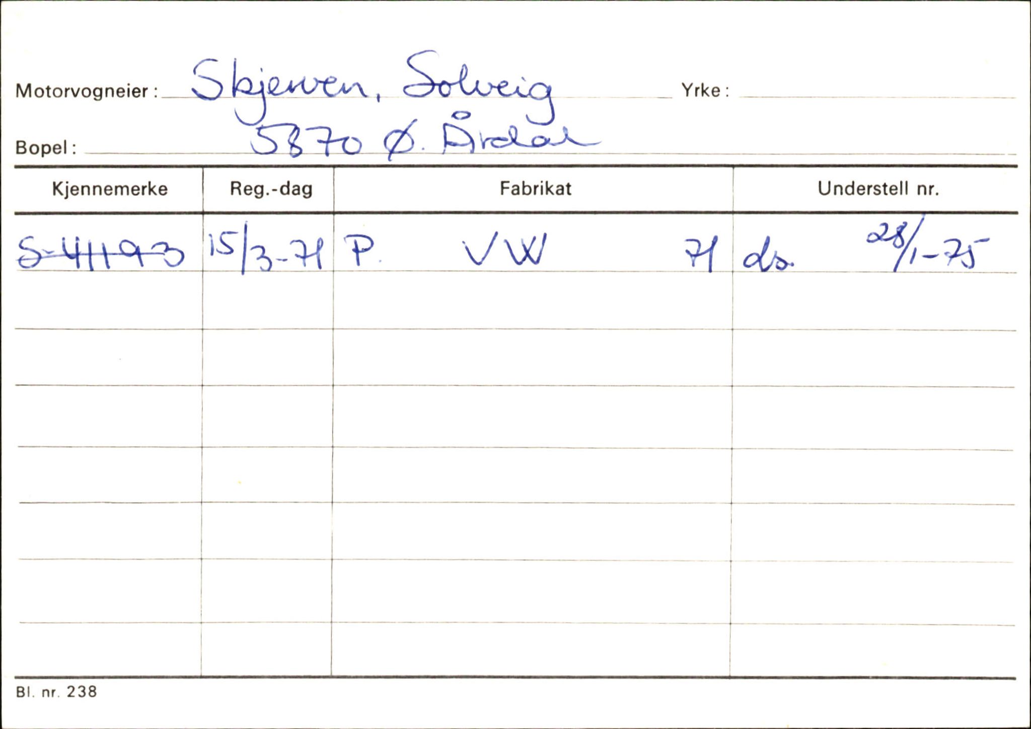 Statens vegvesen, Sogn og Fjordane vegkontor, SAB/A-5301/4/F/L0146: Registerkort Årdal R-Å samt diverse kort, 1945-1975, p. 368