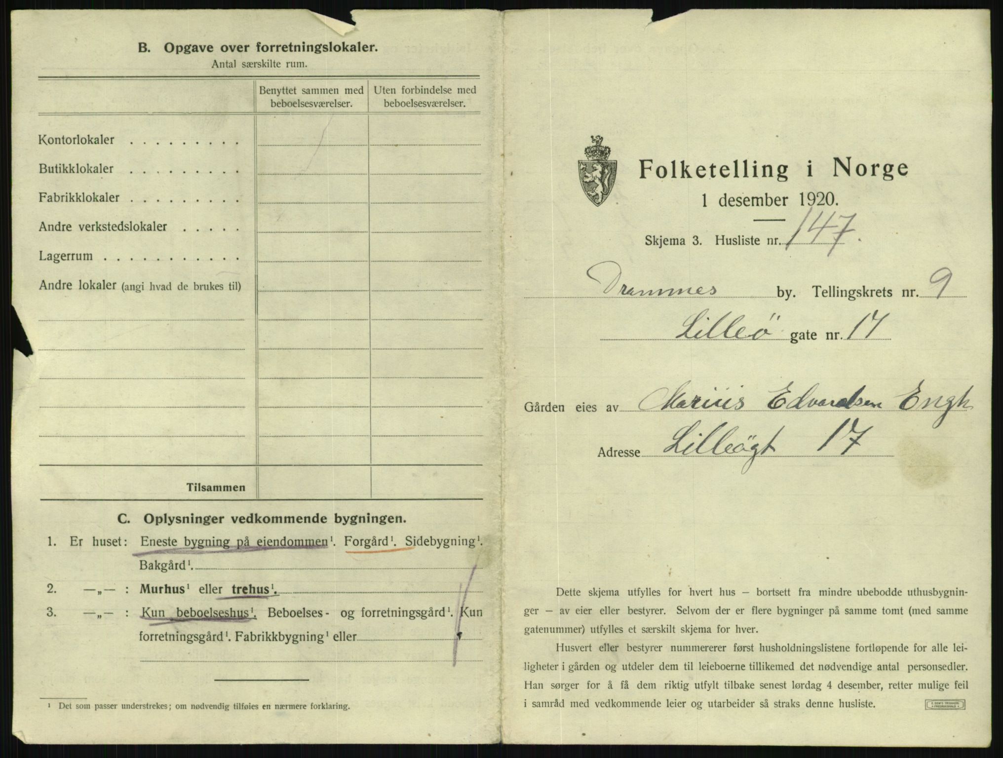 SAKO, 1920 census for Drammen, 1920, p. 4702