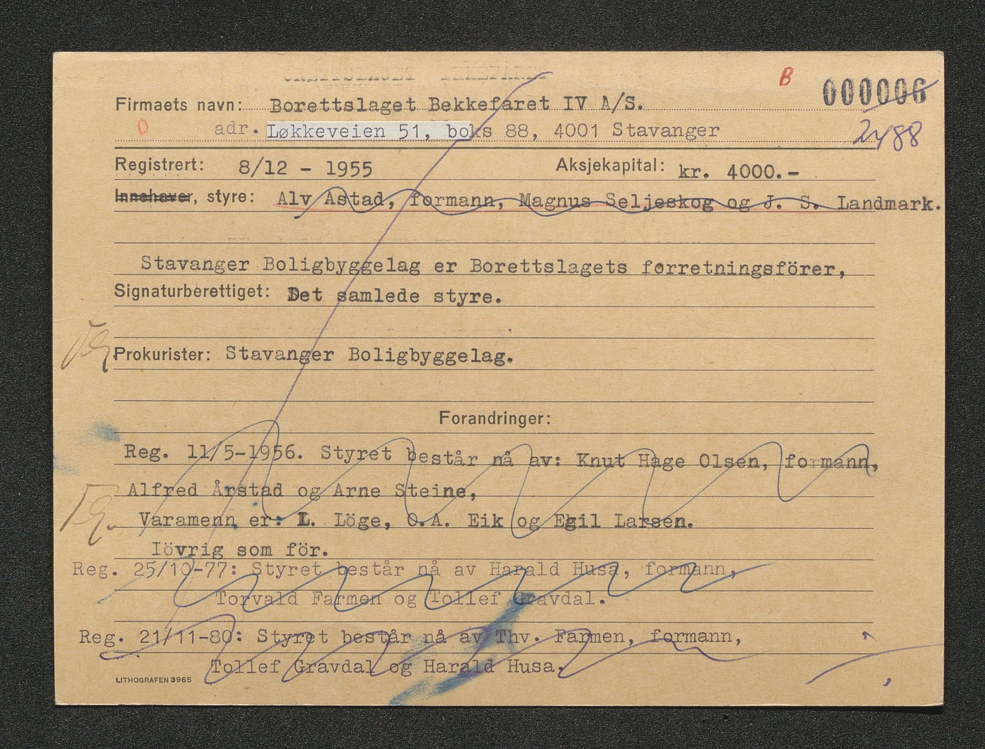 Stavanger byfogd, SAST/A-101408/001/4/42/422/4221A/L0001: Register over slettede firma A-C, 1891-1987, p. 189