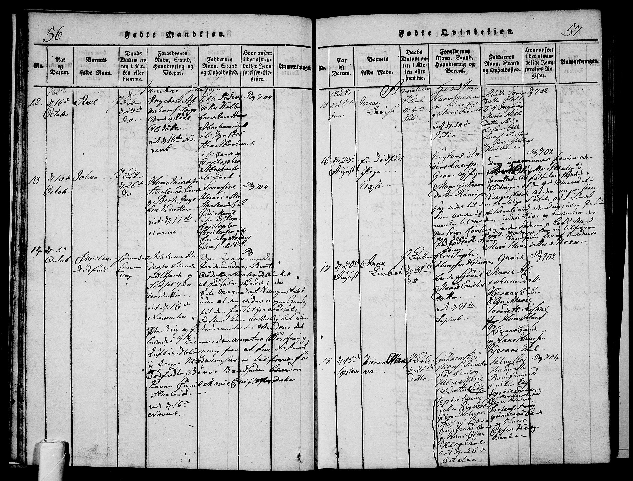 Andebu kirkebøker, AV/SAKO-A-336/G/Ga/L0002: Parish register (copy) no. I 2 /1, 1823-1832, p. 56-57