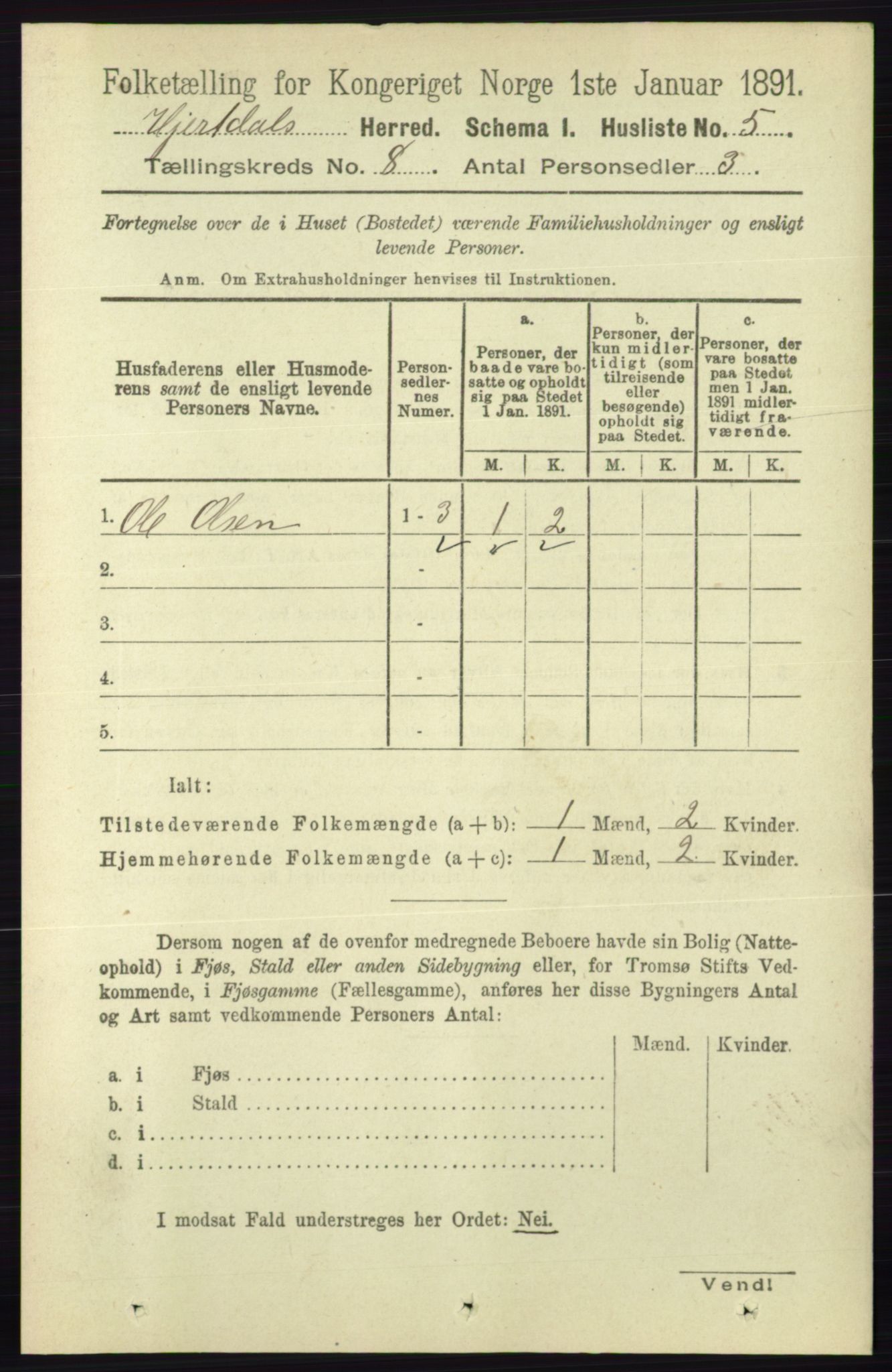 RA, 1891 census for 0827 Hjartdal, 1891, p. 2775