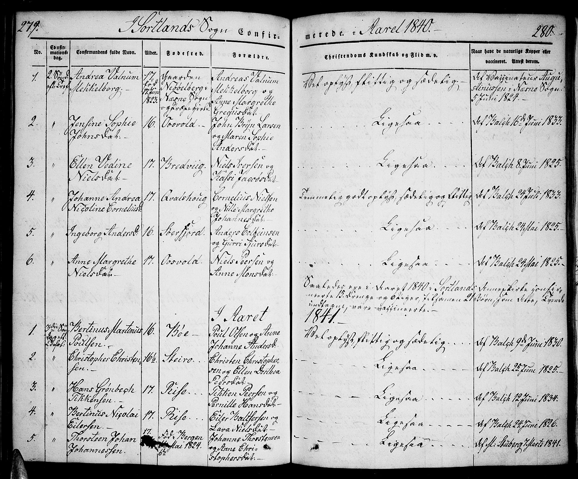 Ministerialprotokoller, klokkerbøker og fødselsregistre - Nordland, AV/SAT-A-1459/888/L1239: Parish register (official) no. 888A06 /2, 1837-1848, p. 279-280