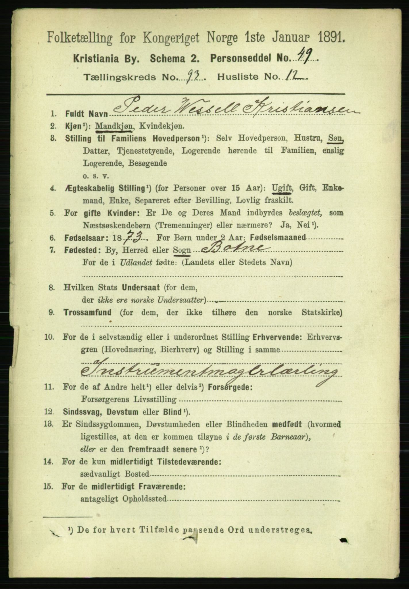 RA, 1891 census for 0301 Kristiania, 1891, p. 45945