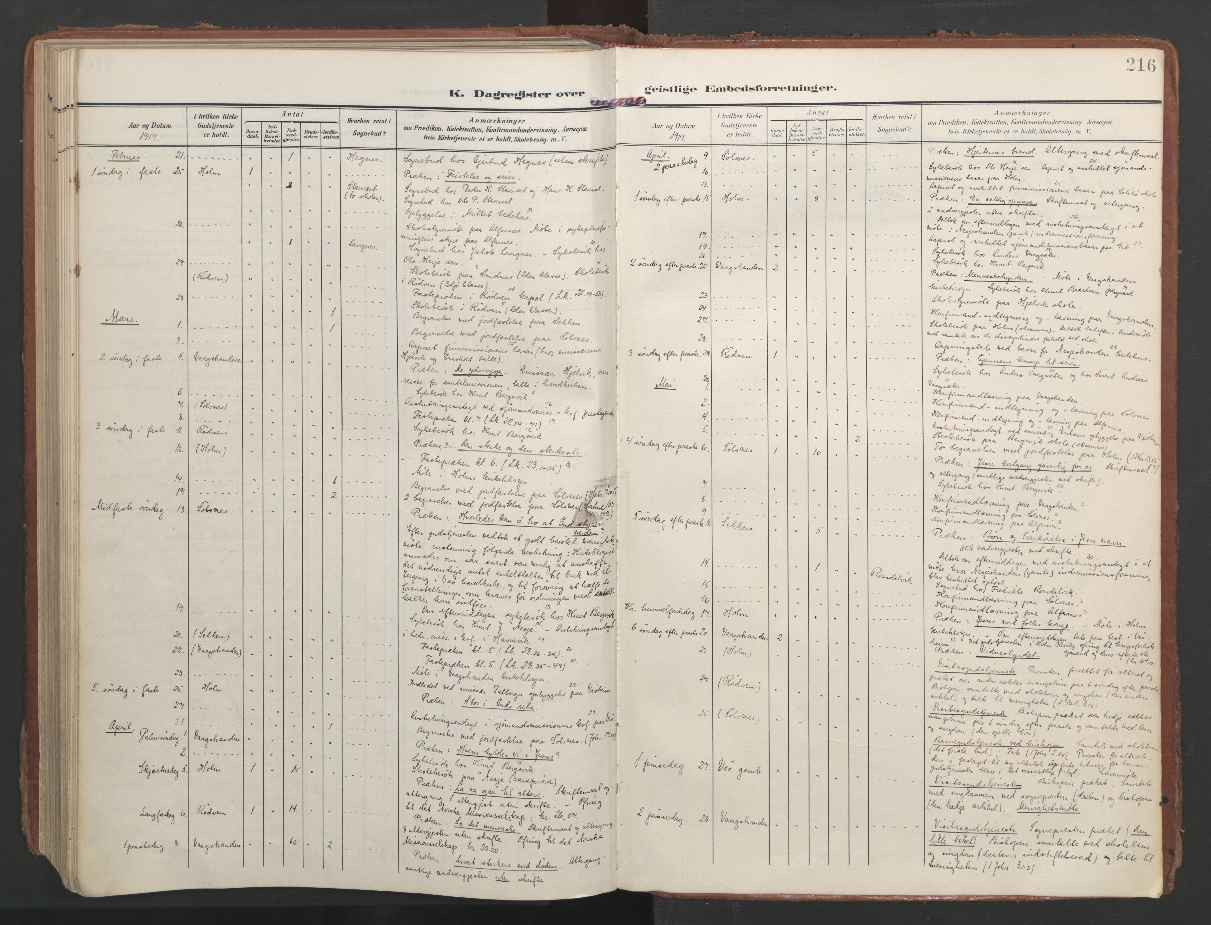 Ministerialprotokoller, klokkerbøker og fødselsregistre - Møre og Romsdal, AV/SAT-A-1454/547/L0605: Parish register (official) no. 547A07, 1907-1936, p. 216