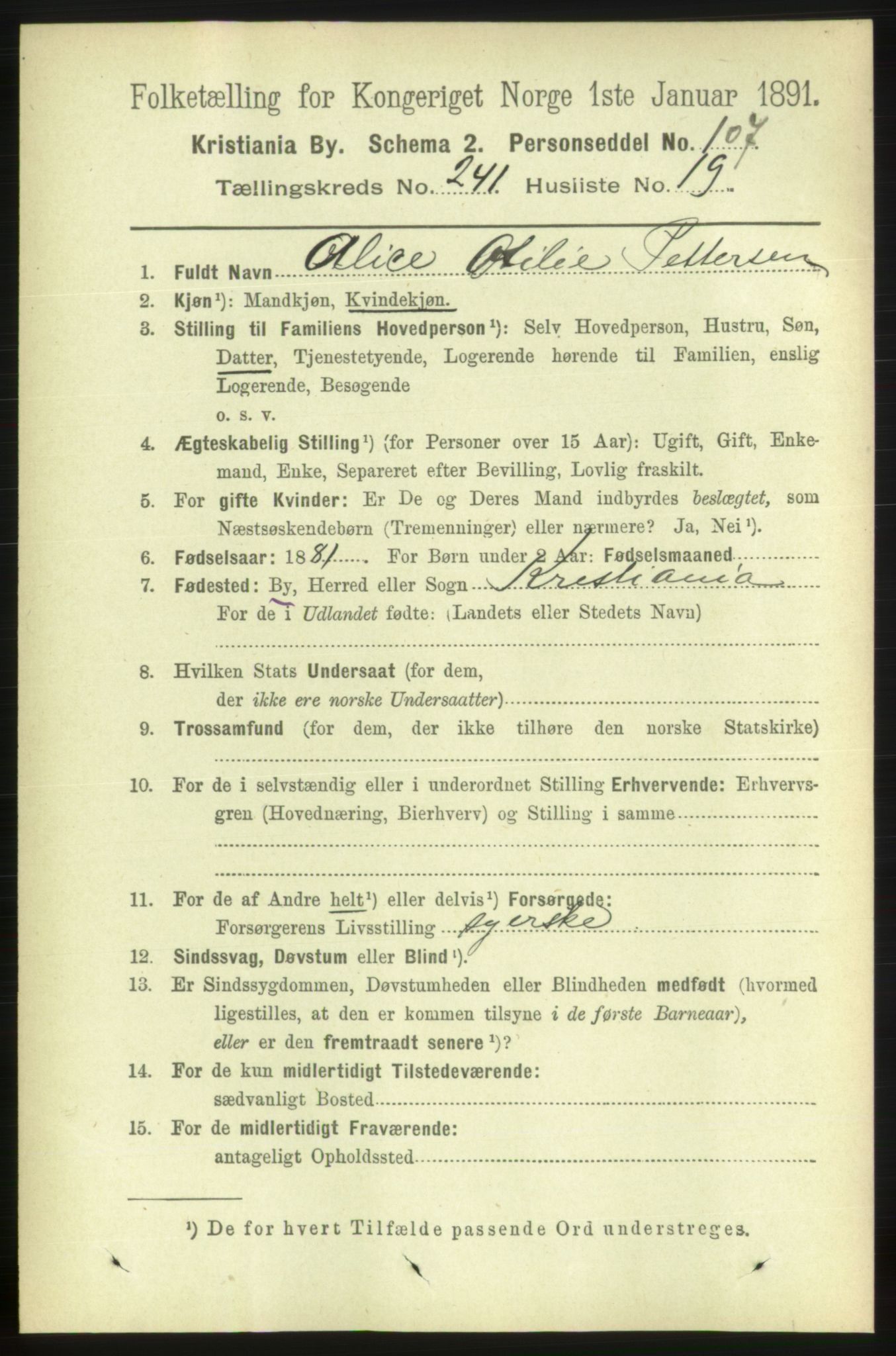 RA, 1891 census for 0301 Kristiania, 1891, p. 146848
