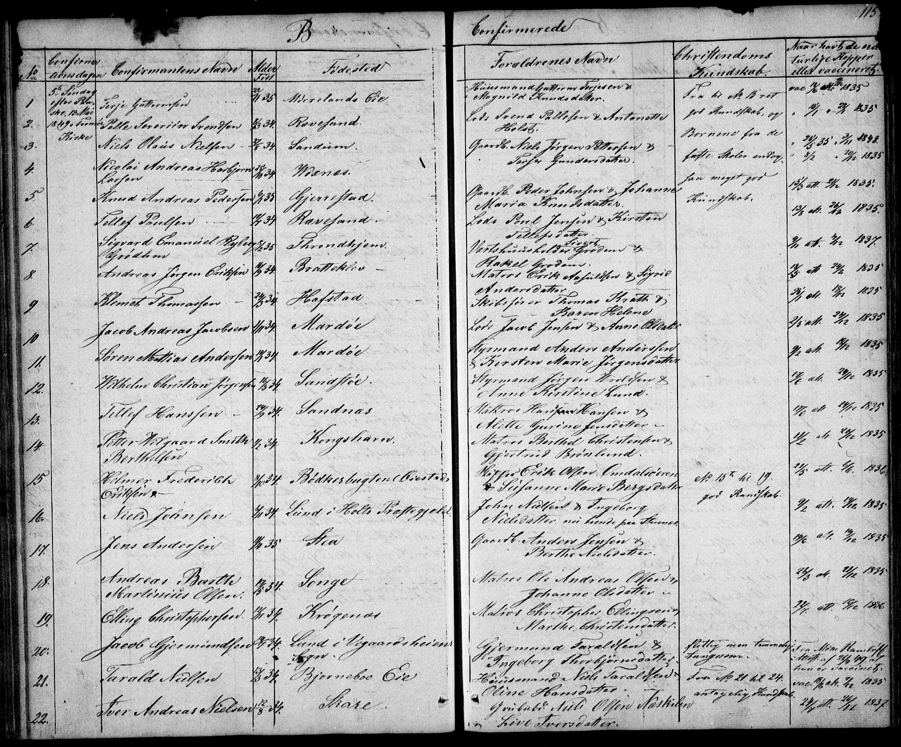 Tromøy sokneprestkontor, AV/SAK-1111-0041/F/Fb/L0001: Parish register (copy) no. B 1, 1843-1850, p. 115