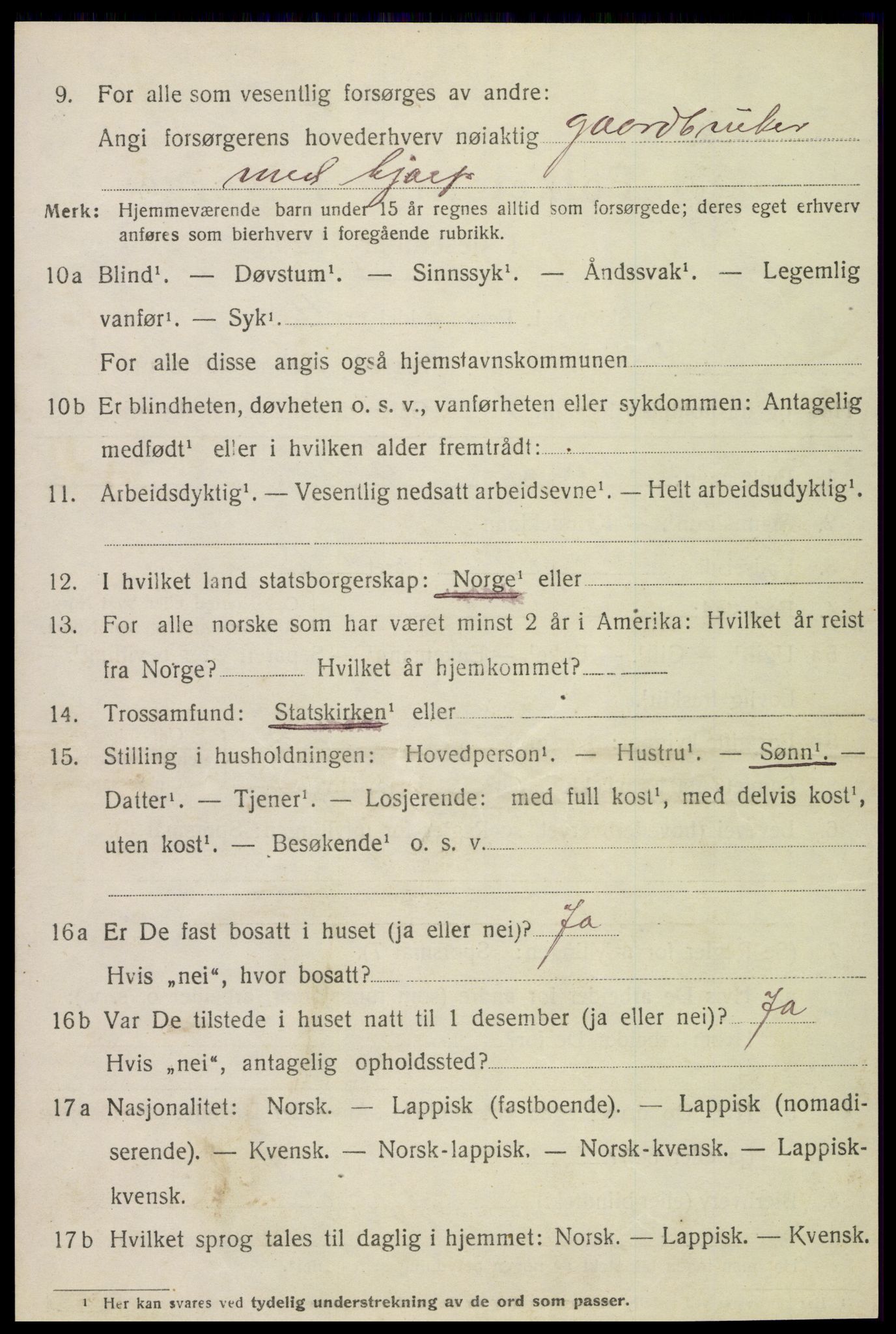 SAT, 1920 census for Lurøy, 1920, p. 3862