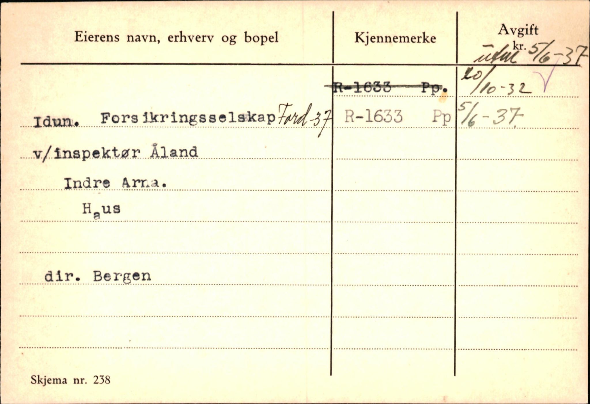 Statens vegvesen, Hordaland vegkontor, AV/SAB-A-5201/2/Hc/L0002: Eierkort Hardanger - I-P, 1928-1960, p. 2