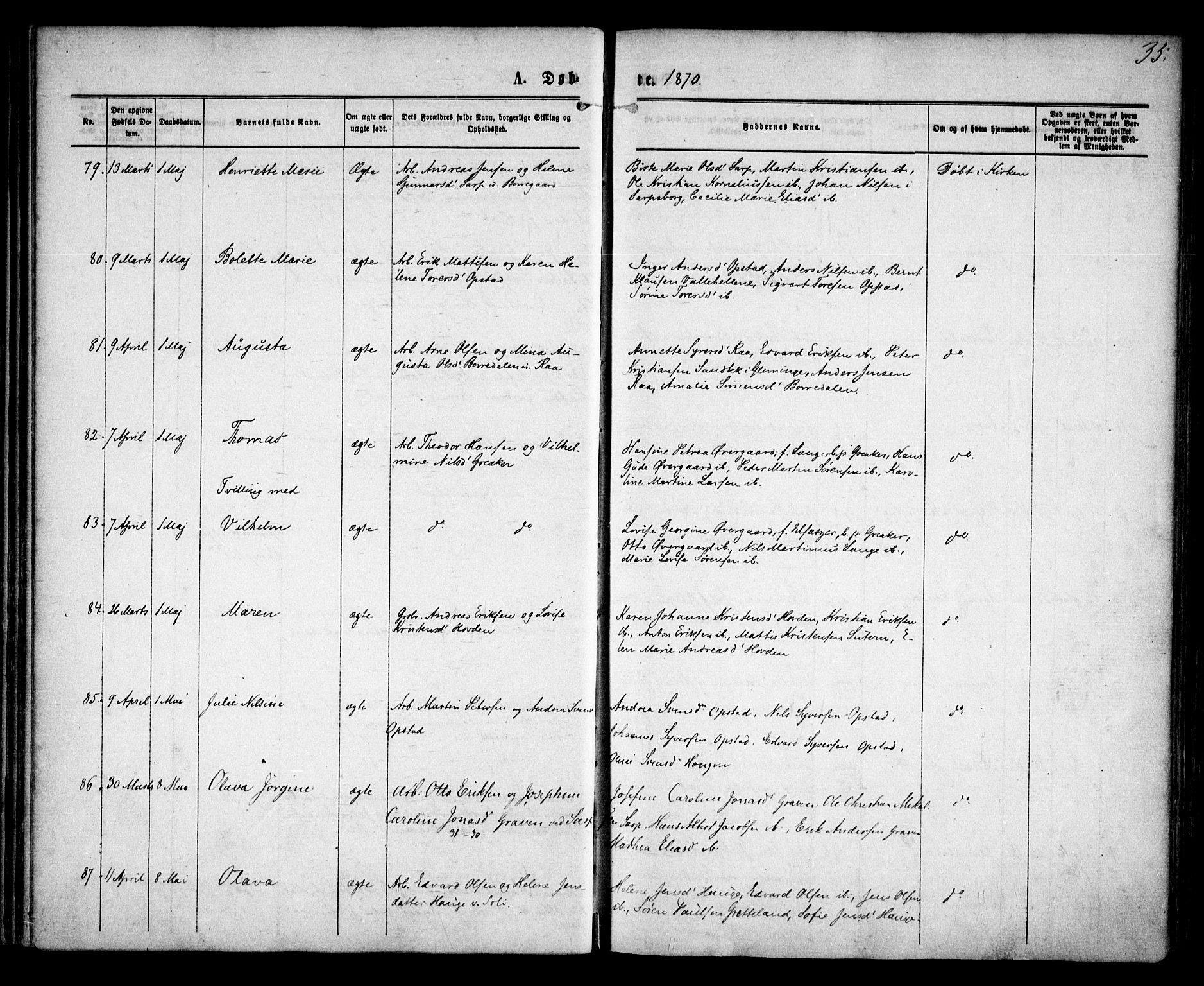 Tune prestekontor Kirkebøker, AV/SAO-A-2007/F/Fa/L0015: Parish register (official) no. 15, 1869-1873, p. 35