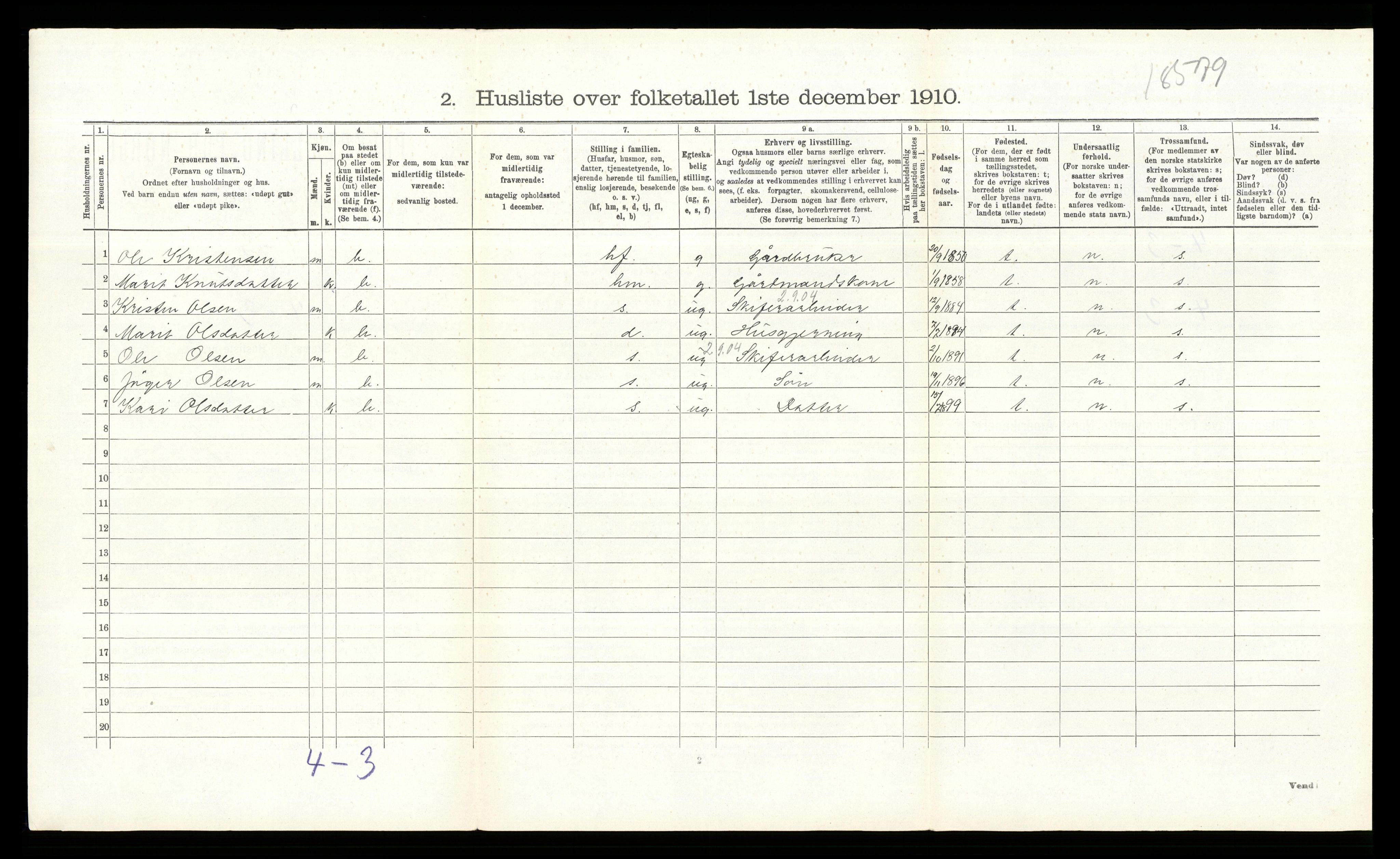 RA, 1910 census for Øystre Slidre, 1910, p. 149