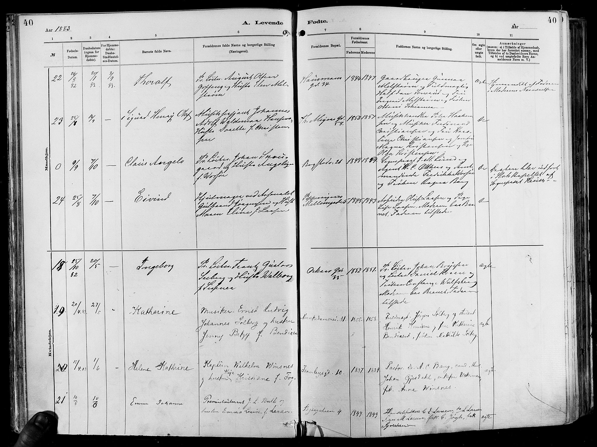 Garnisonsmenigheten Kirkebøker, AV/SAO-A-10846/F/Fa/L0012: Parish register (official) no. 12, 1880-1893, p. 40