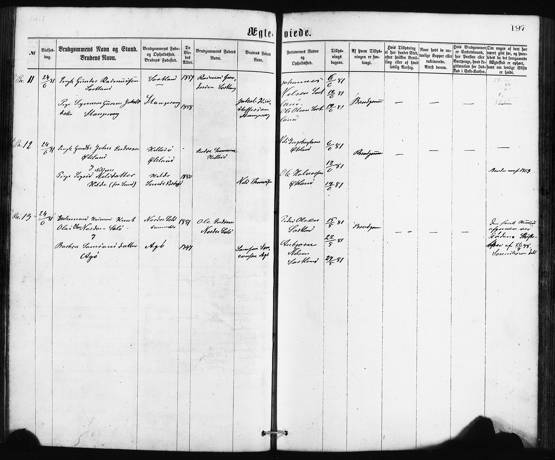 Finnås sokneprestembete, AV/SAB-A-99925/H/Ha/Haa/Haaa/L0009: Parish register (official) no. A 9, 1873-1881, p. 197