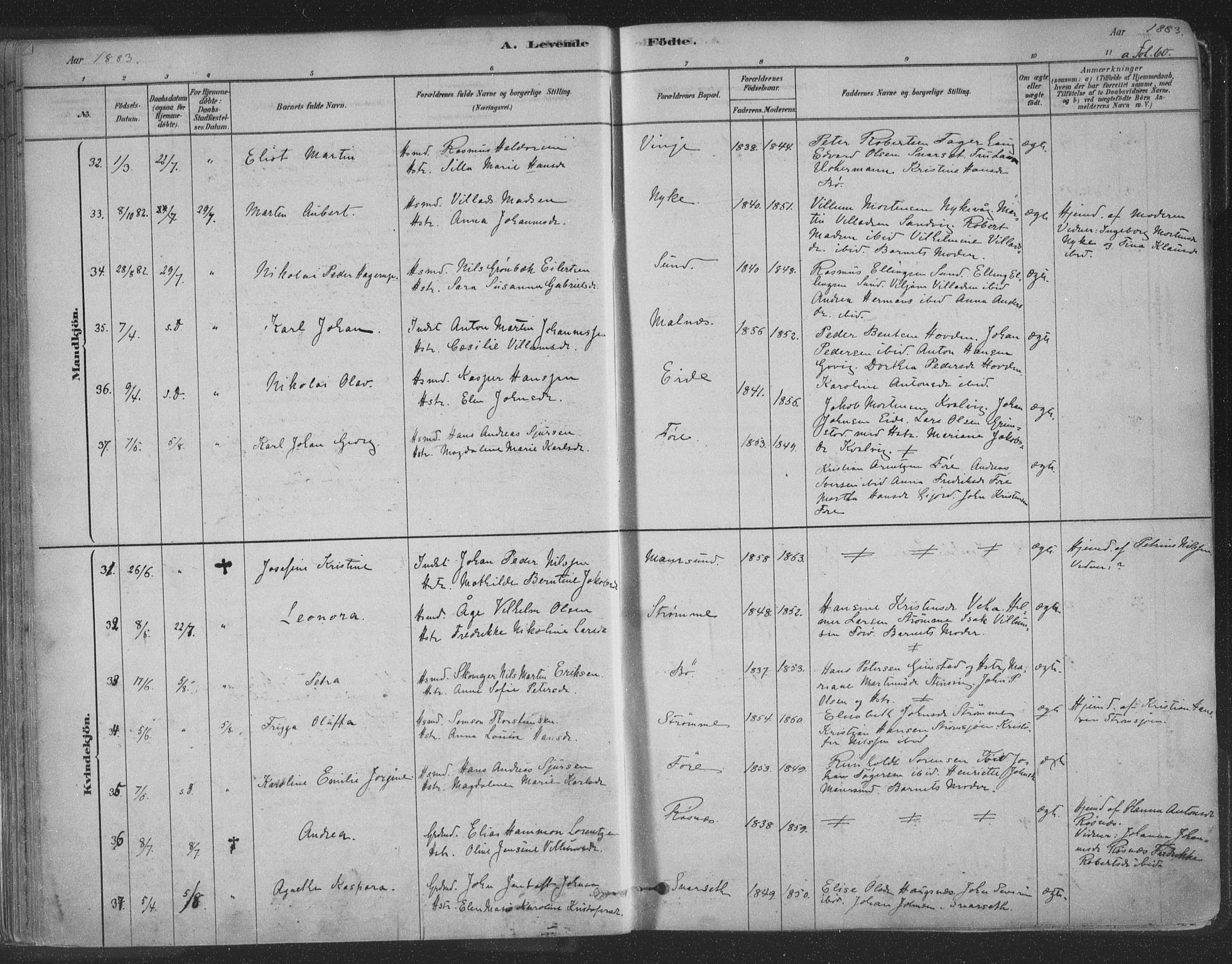 Ministerialprotokoller, klokkerbøker og fødselsregistre - Nordland, AV/SAT-A-1459/891/L1302: Parish register (official) no. 891A07, 1878-1895, p. 60