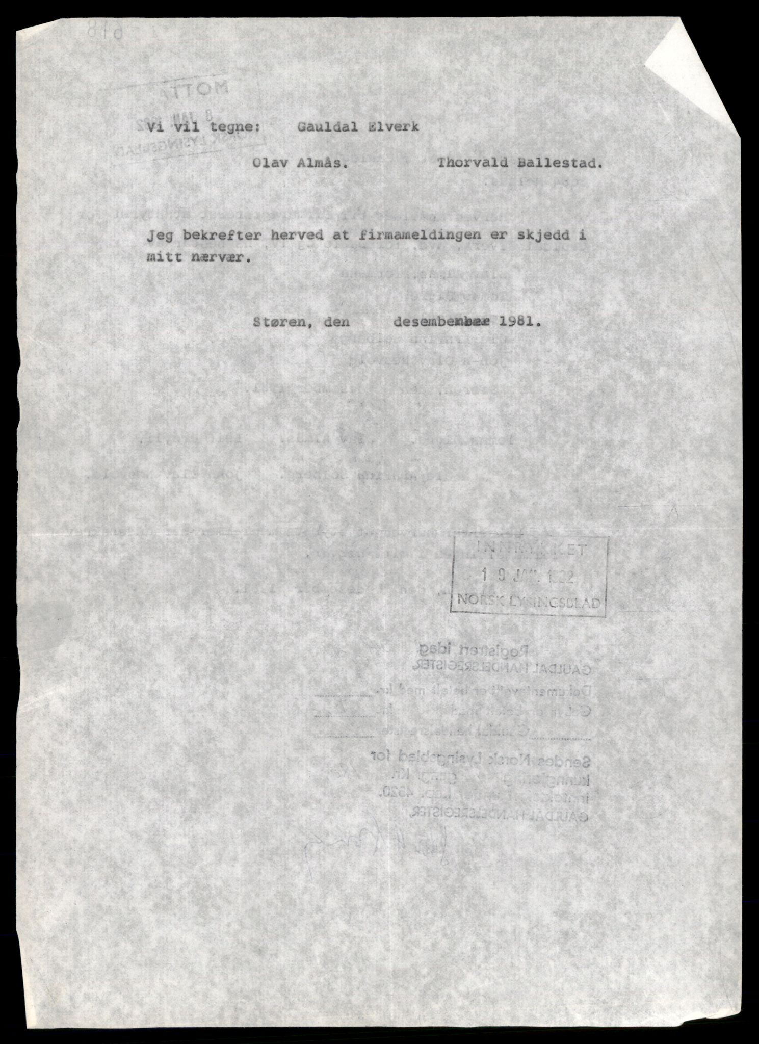 Gauldal sorenskriveri, AV/SAT-A-0014/2/J/Jd/Jde/L0005: Bilag, 1981, p. 4