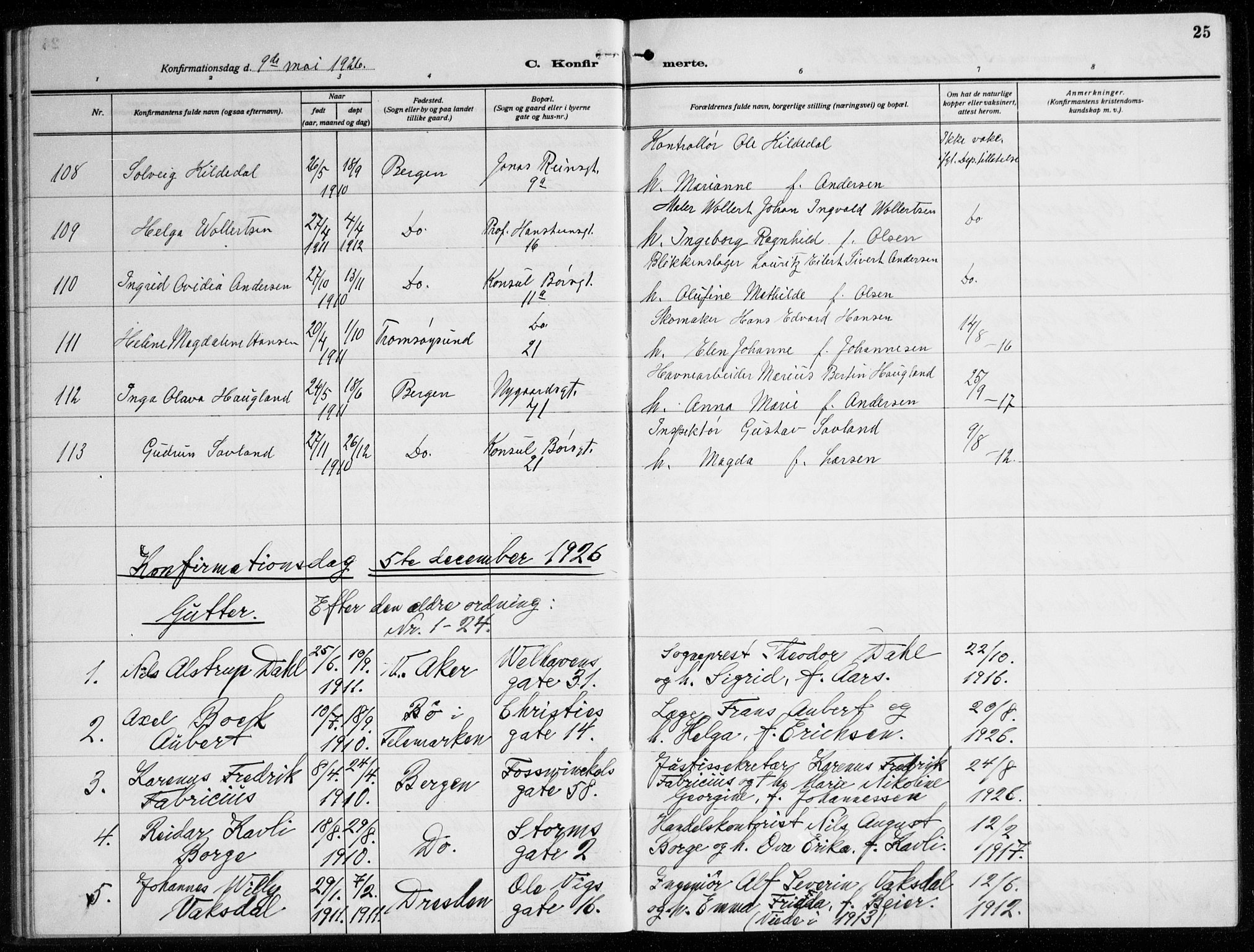 Johanneskirken sokneprestembete, AV/SAB-A-76001/H/Haa/L0010: Parish register (official) no. C 3, 1925-1935, p. 25