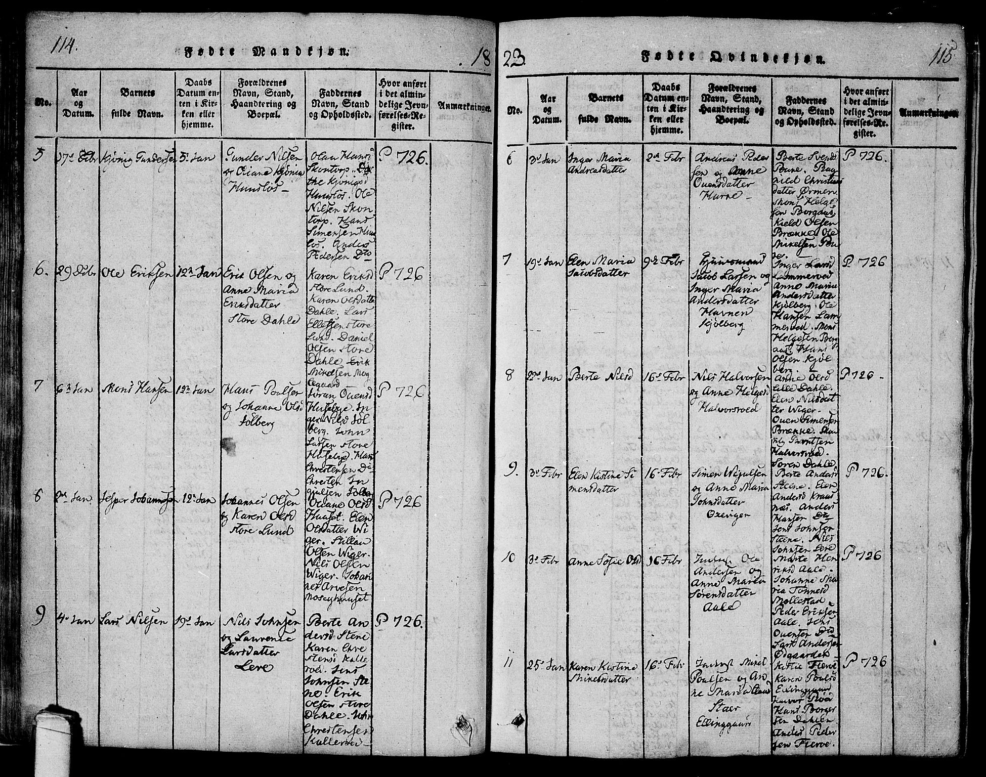 Onsøy prestekontor Kirkebøker, SAO/A-10914/F/Fa/L0002: Parish register (official) no. I 2, 1814-1840, p. 114-115