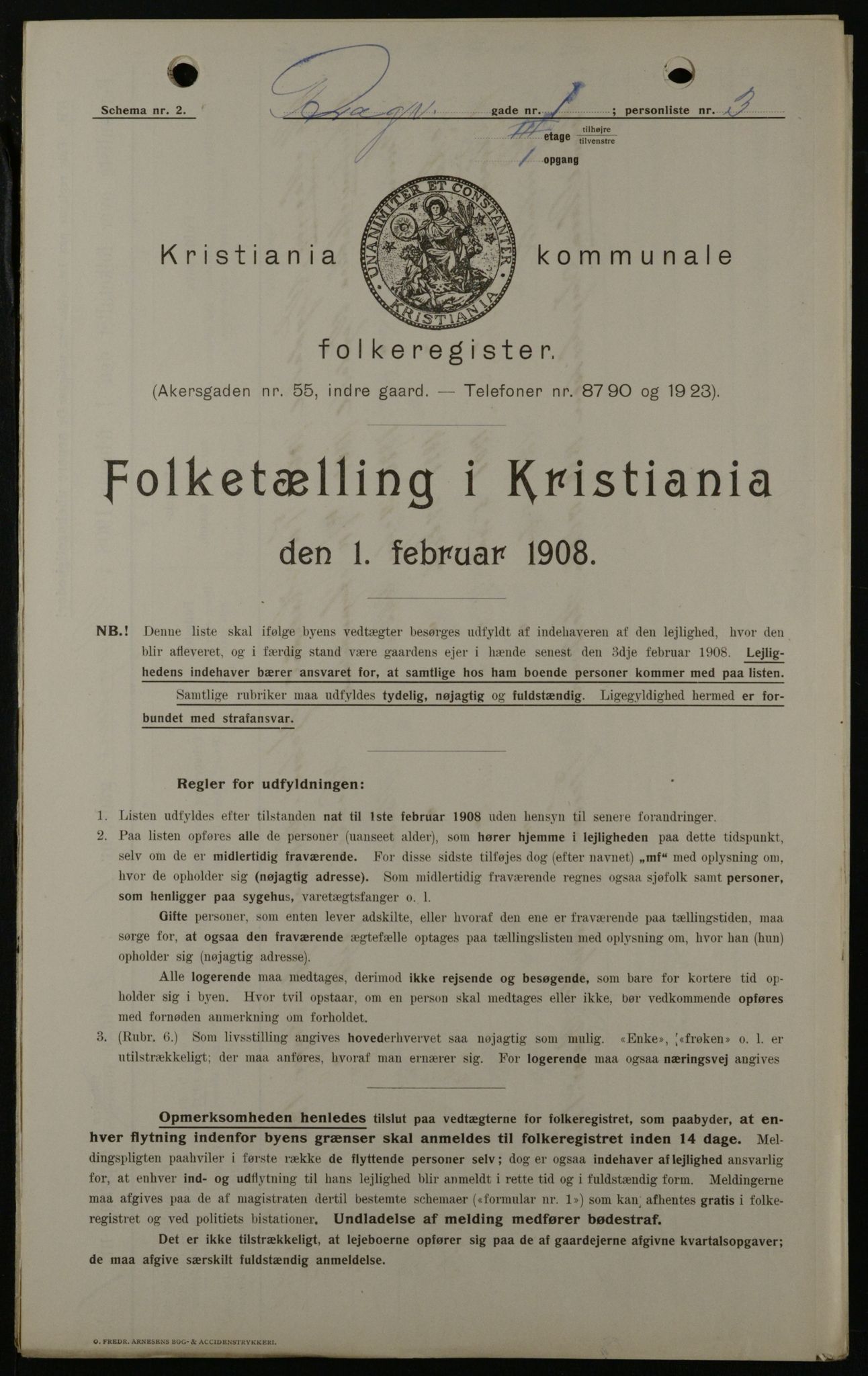 OBA, Municipal Census 1908 for Kristiania, 1908, p. 7822