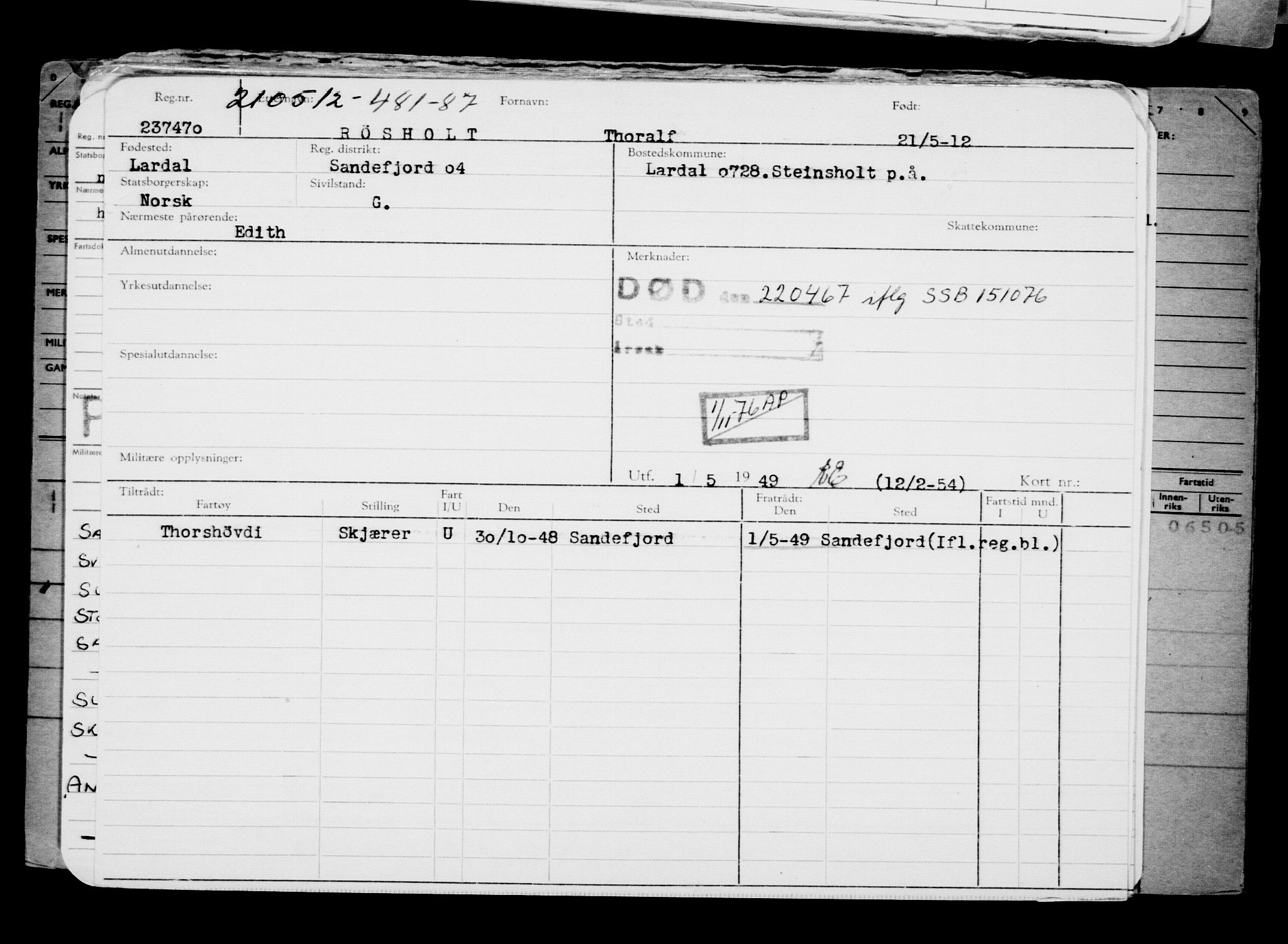 Direktoratet for sjømenn, AV/RA-S-3545/G/Gb/L0104: Hovedkort, 1912, p. 613