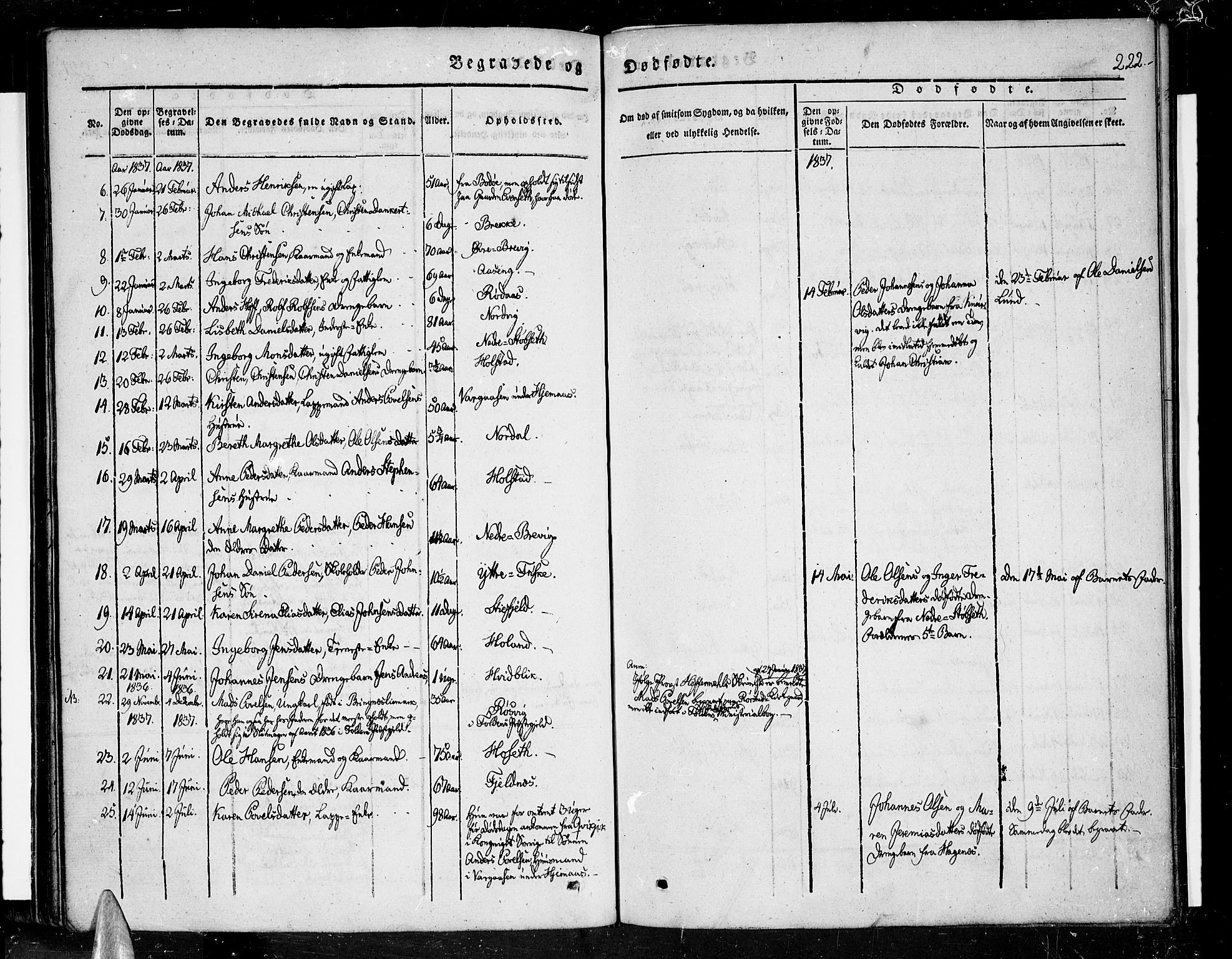 Ministerialprotokoller, klokkerbøker og fødselsregistre - Nordland, AV/SAT-A-1459/852/L0737: Parish register (official) no. 852A07, 1833-1849, p. 222